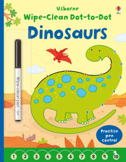 Carte pentru copii, Usborne, Wipe-clean Dot-to-dot Dinosaurs, 3+ ani