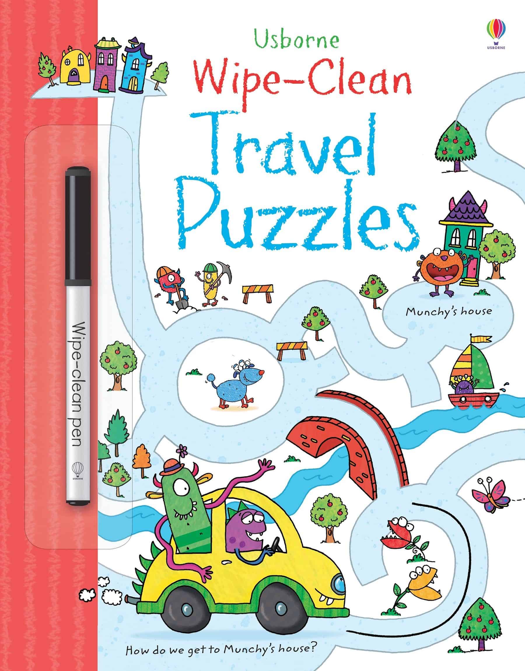 Carte pentru copii, Usborne, Wipe-clean Travel Puzzles, 3+ ani
