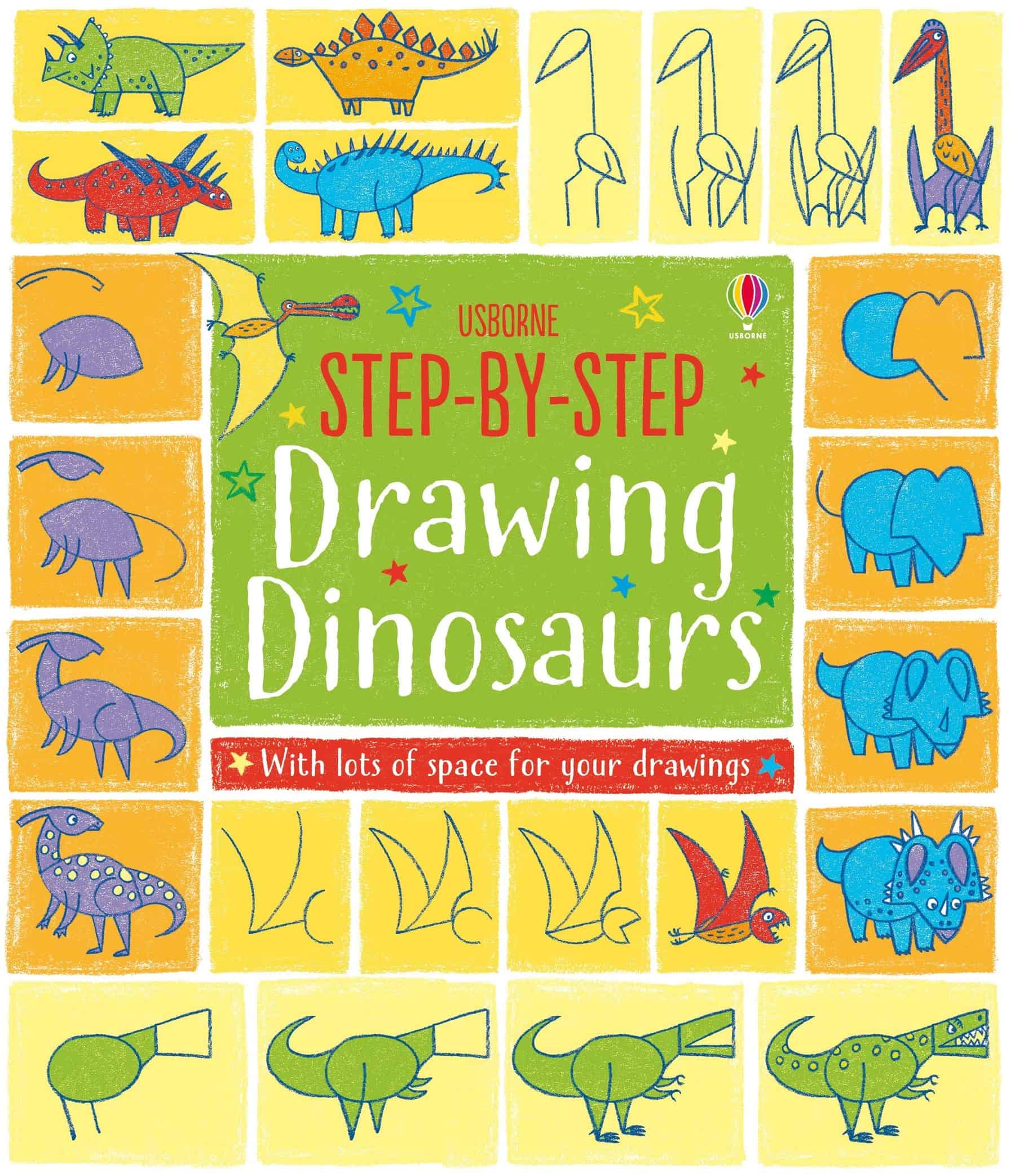 Carte pentru copii, Usborne, Step-by-Step Drawing Dinosaurs, 4+ ani