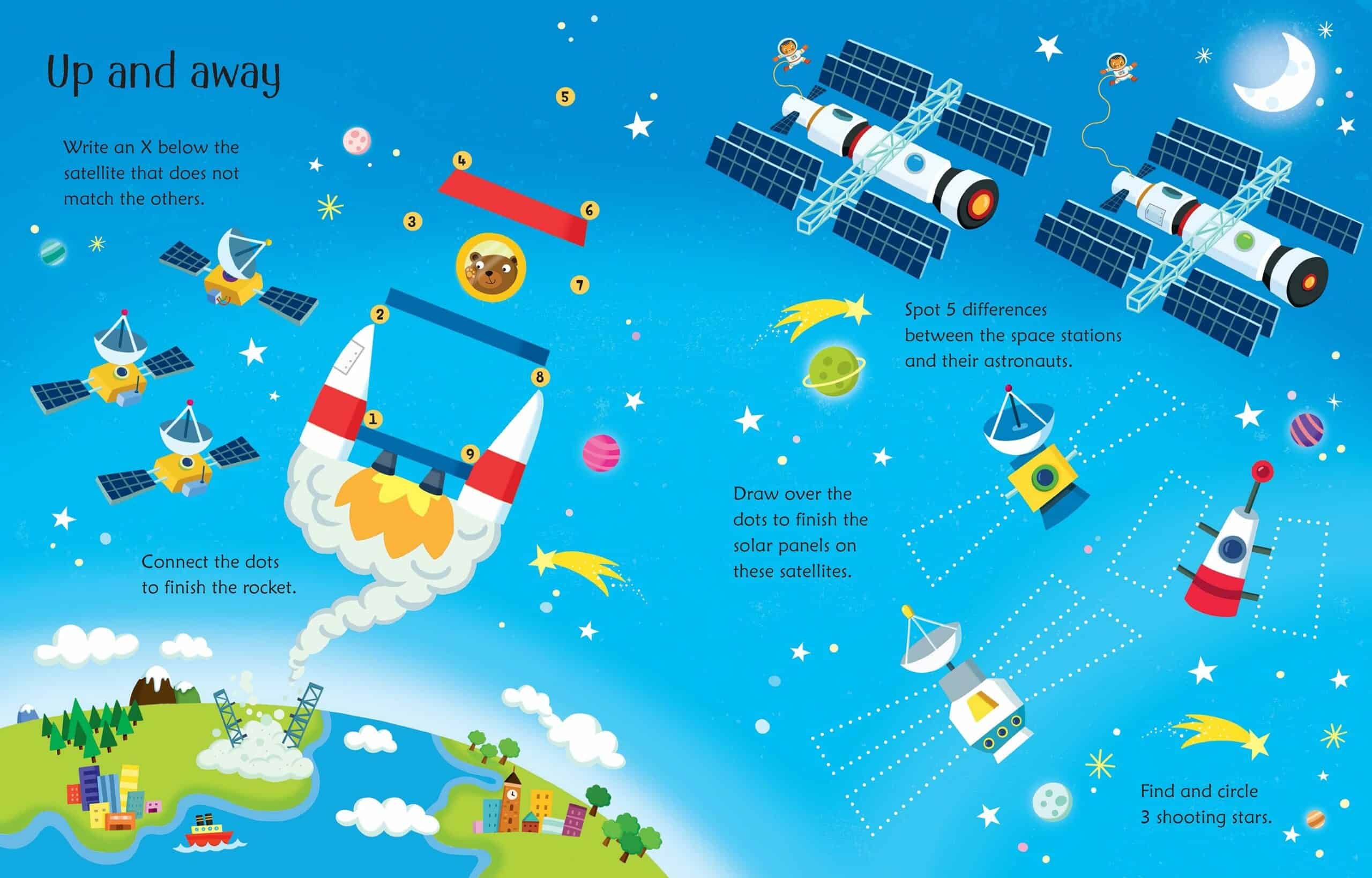 Carte cu activitati scrie si sterge – Wipe-clean Space Activities