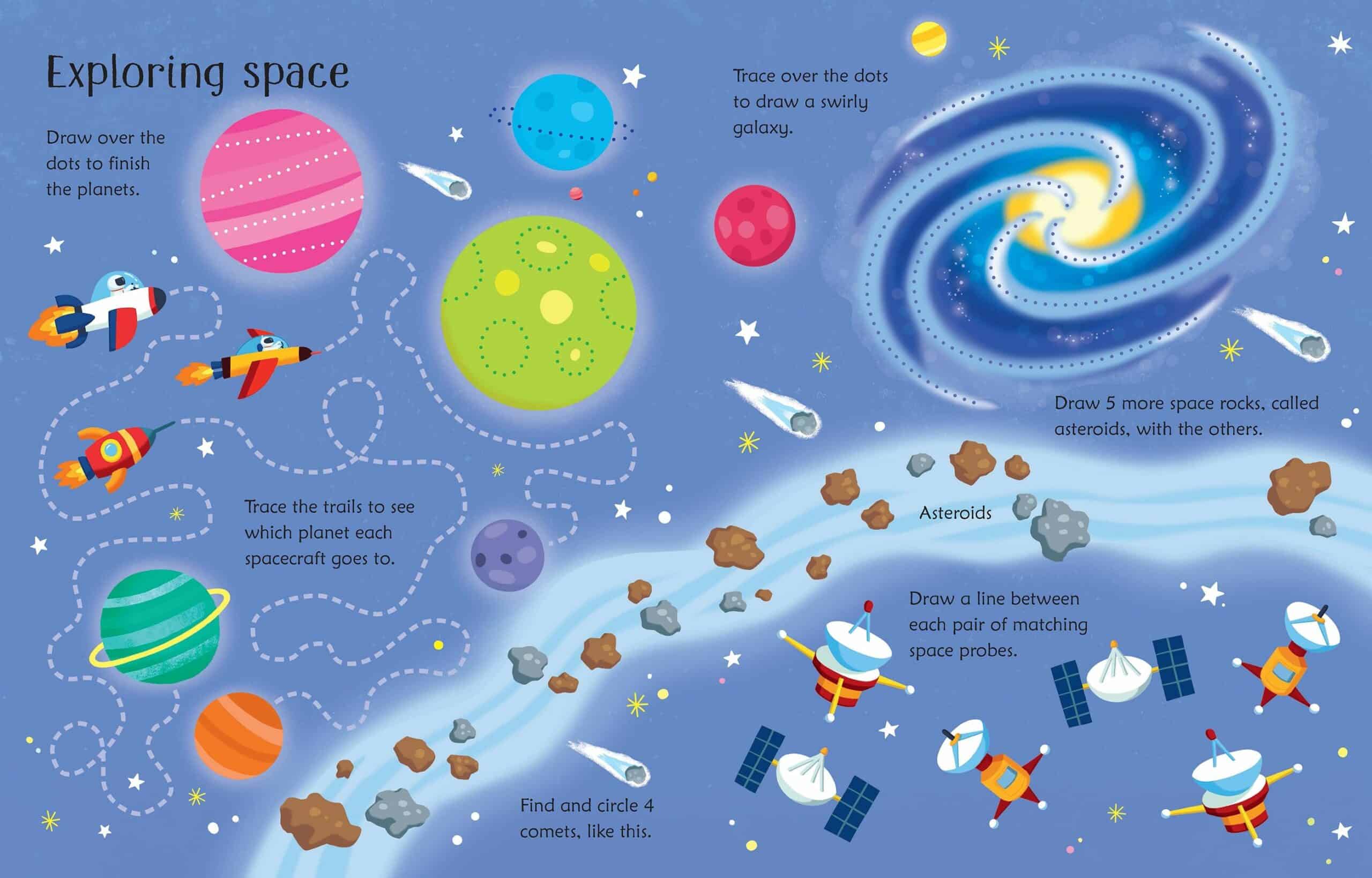 Carte cu activitati scrie si sterge – Wipe-clean Space Activities