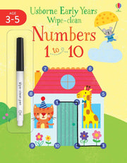 Carte pentru copii, Usborne, Early Years Wipe-Clean Numbers 1 to 10, 3+ ani