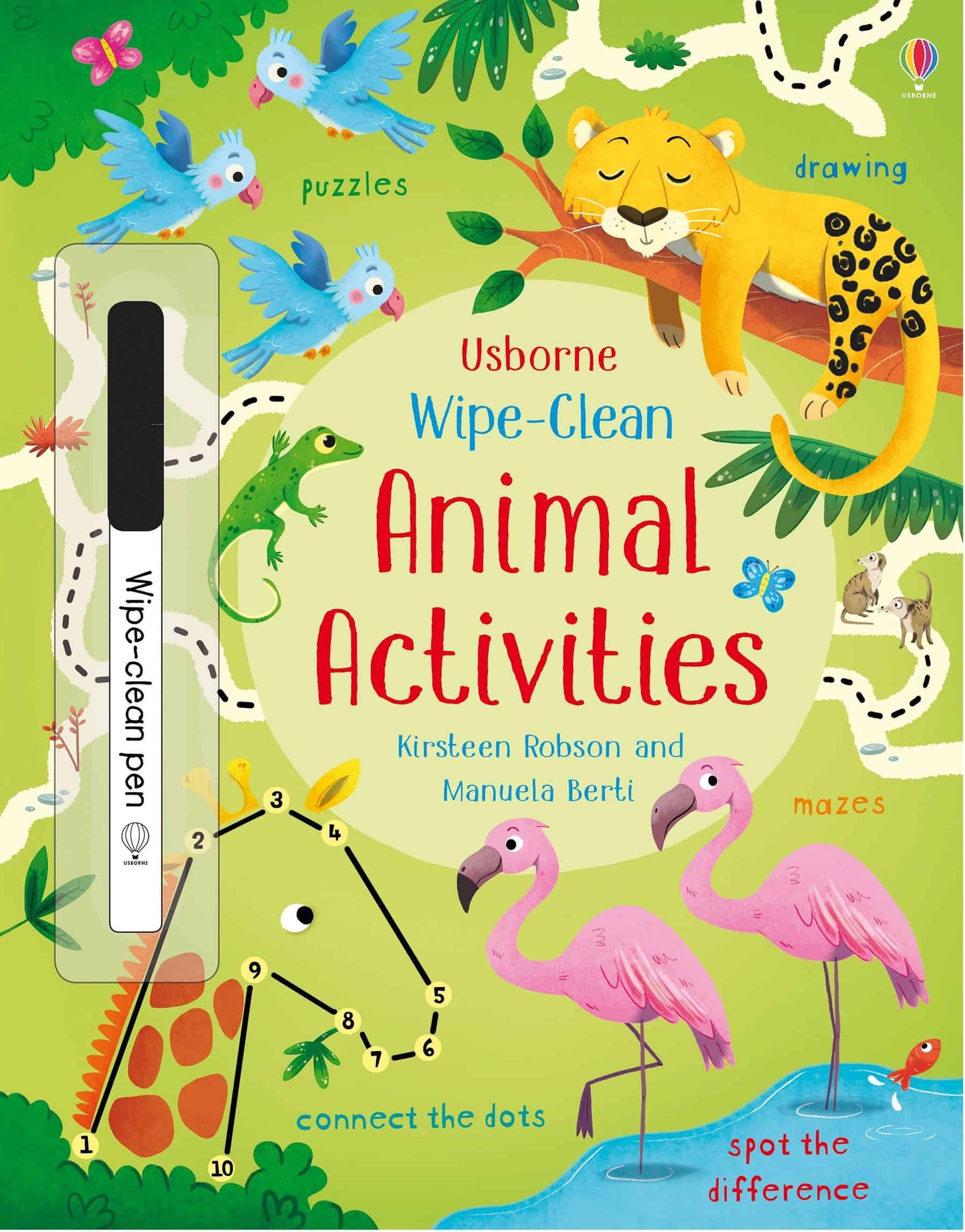 Carte pentru copii, Usborne, Wipe-Clean Animal Activities, 3+ ani