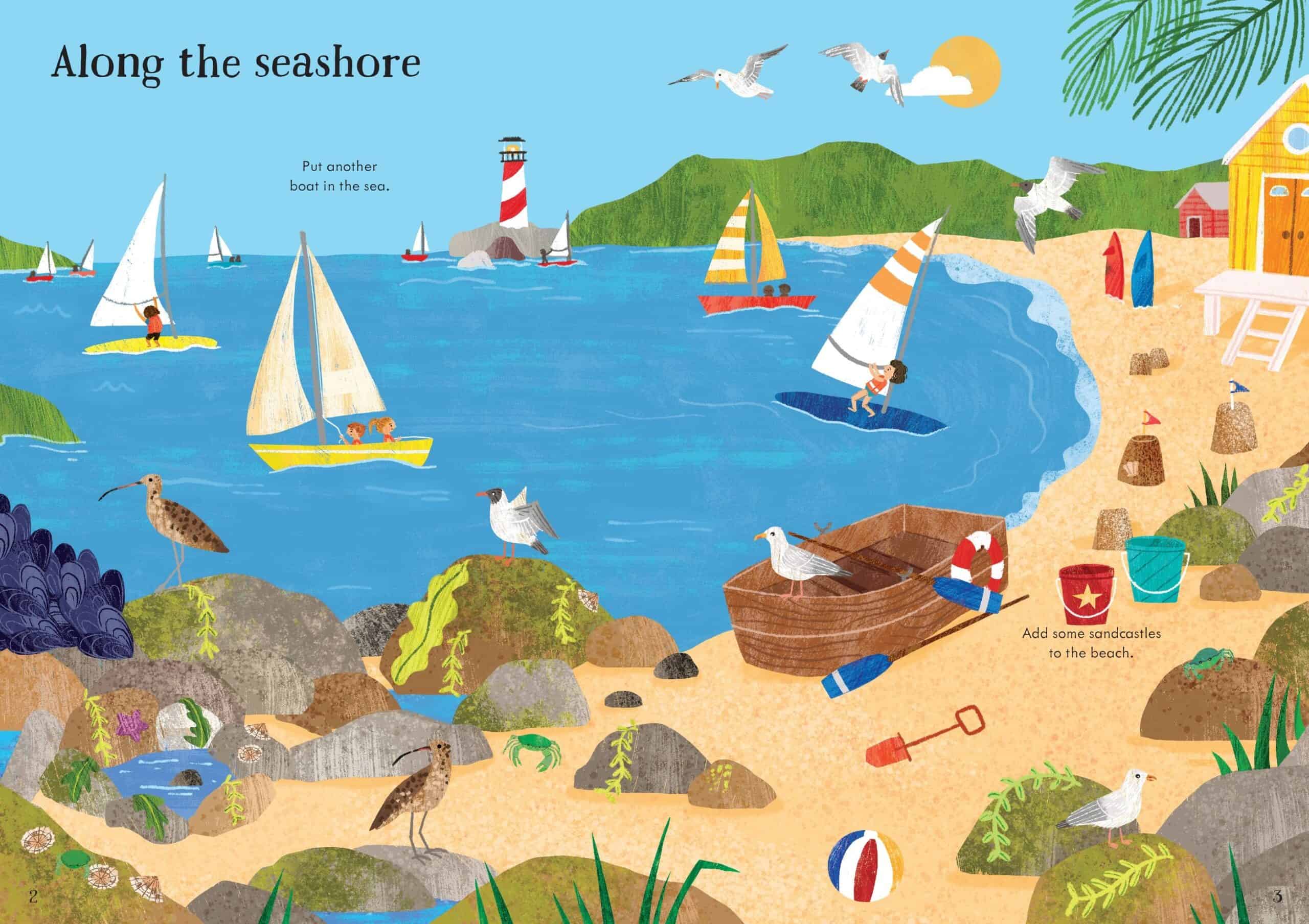 Carte pentru copii cu autocolante - Little First Stickers: Seashore