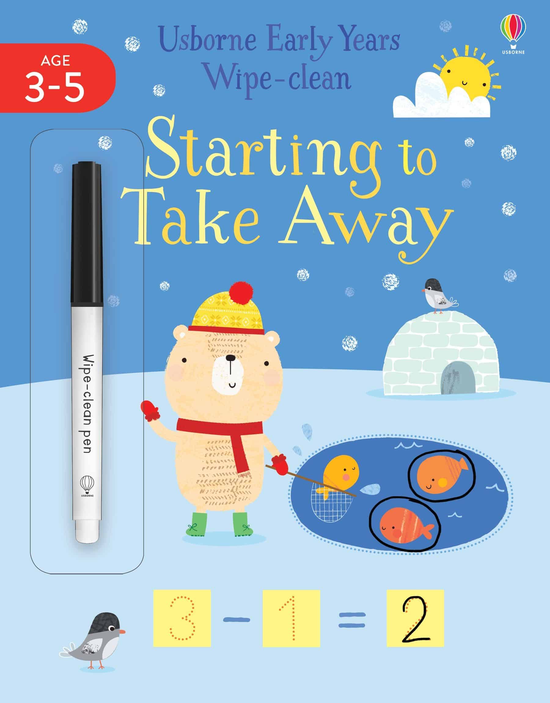 Carte pentru copii, Usborne, Early Years Wipe-Clean Starting to Take Away, 3+ ani