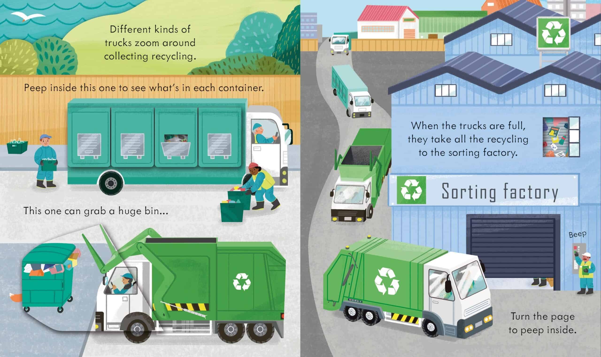 Carte pentru copii - Peep Inside how a recycling truck works
