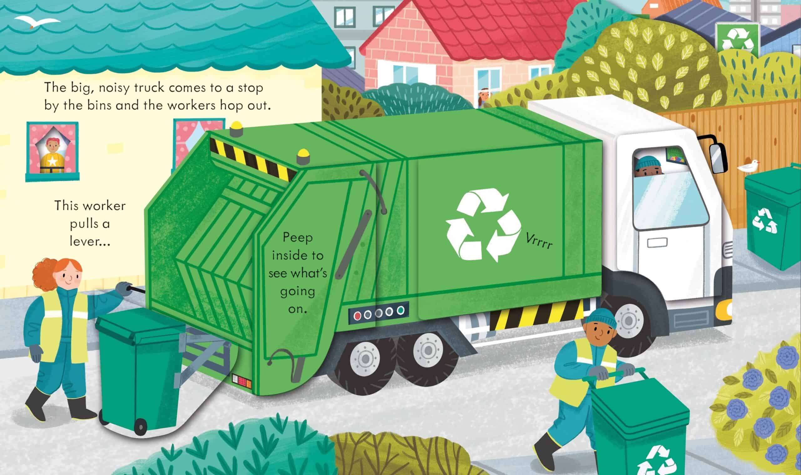 Carte pentru copii - Peep Inside how a recycling truck works
