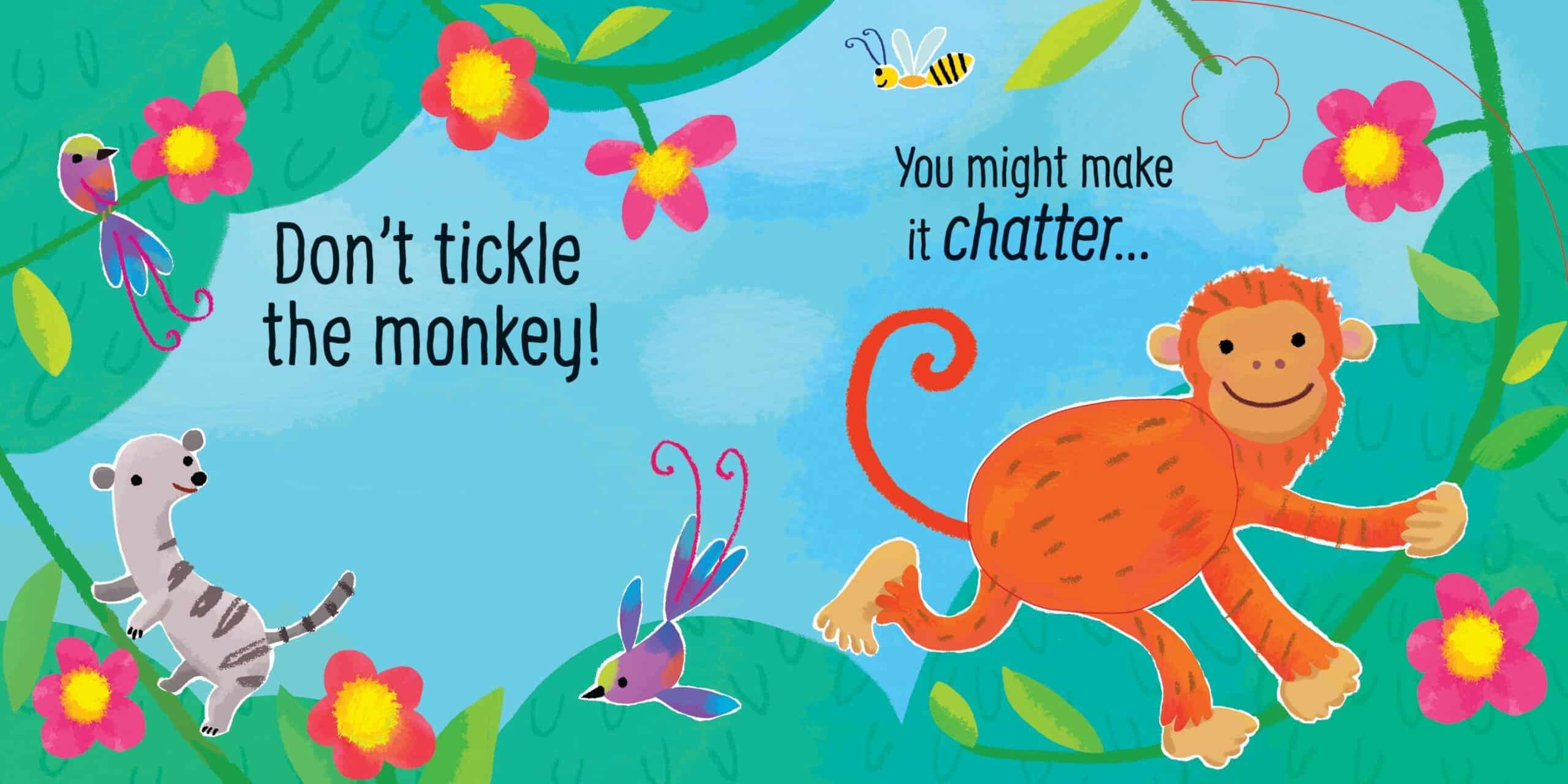 Carte pentru copii - Don't Tickle the Monkey- Carte cu senzoriala cu sunetele maimuțelor