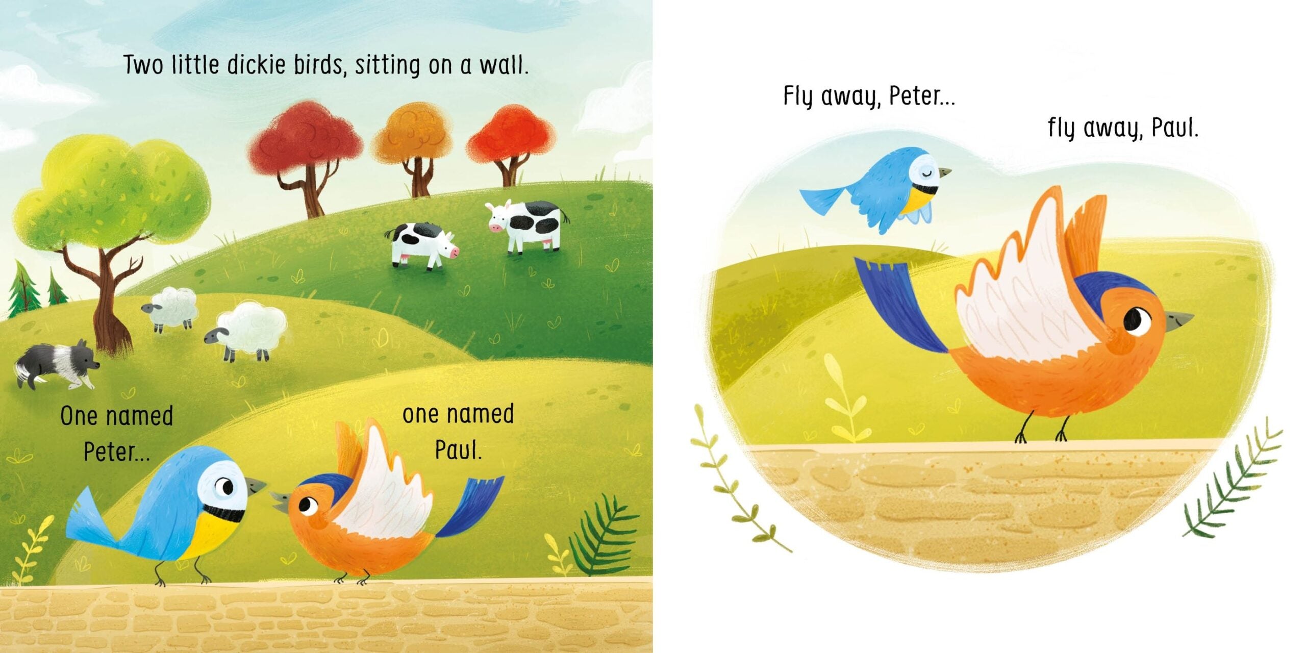 Carte Little Board Books: Two little dickie birds sitting on a wall, Usborne, + 18 luni