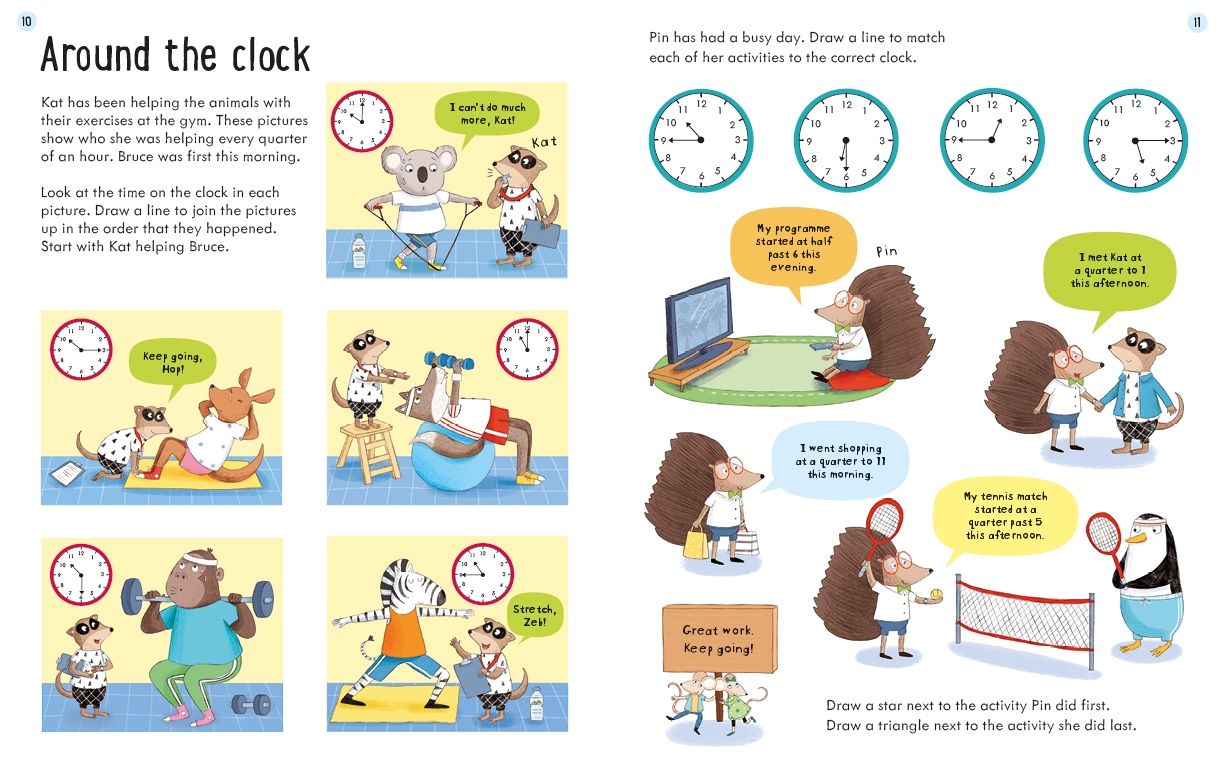 Carte pentru copii, Usborne, Workbooks Telling the Time, 7-8 ani+