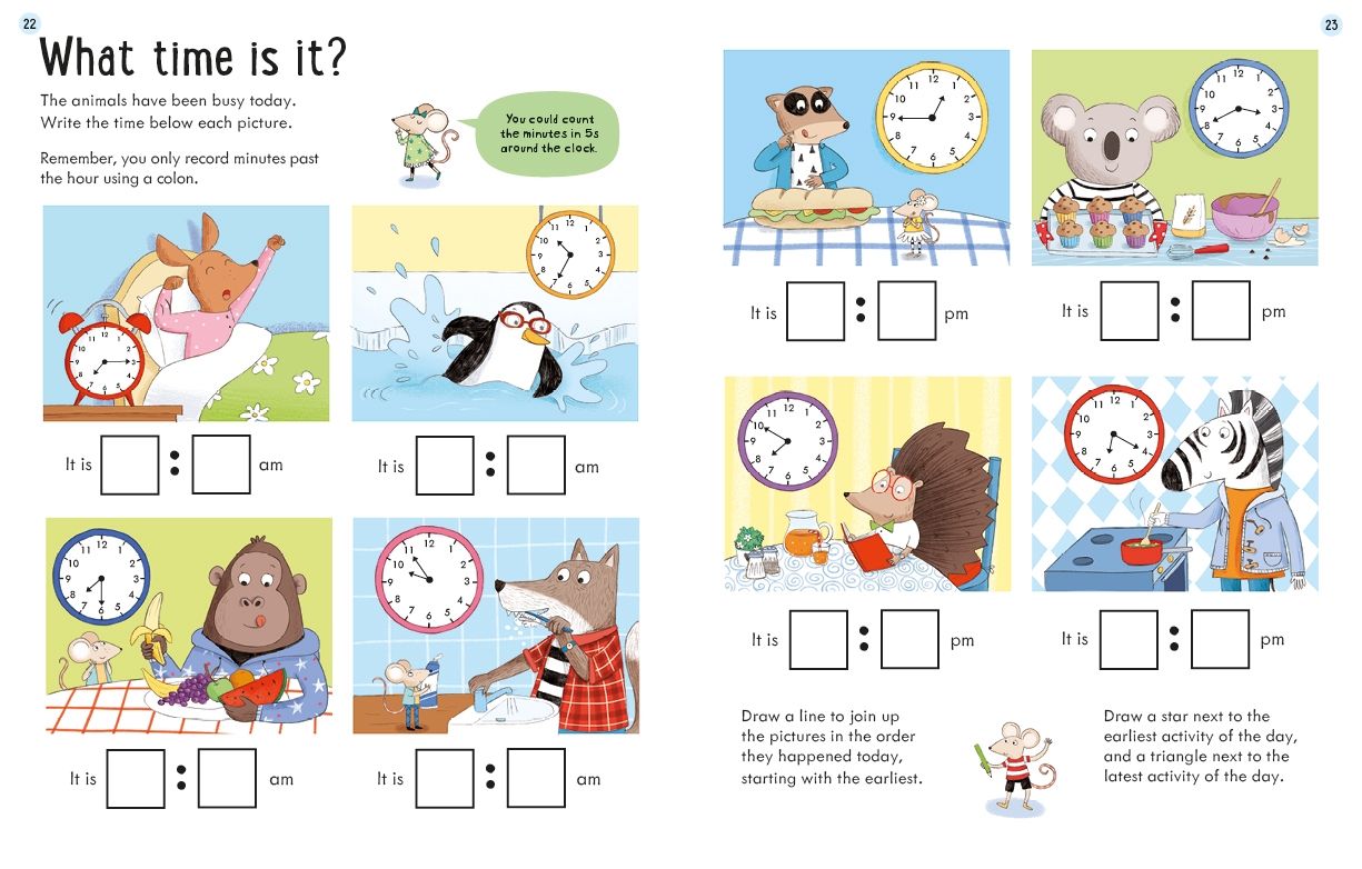 Carte pentru copii, Usborne, Workbooks Telling the Time, 7-8 ani+