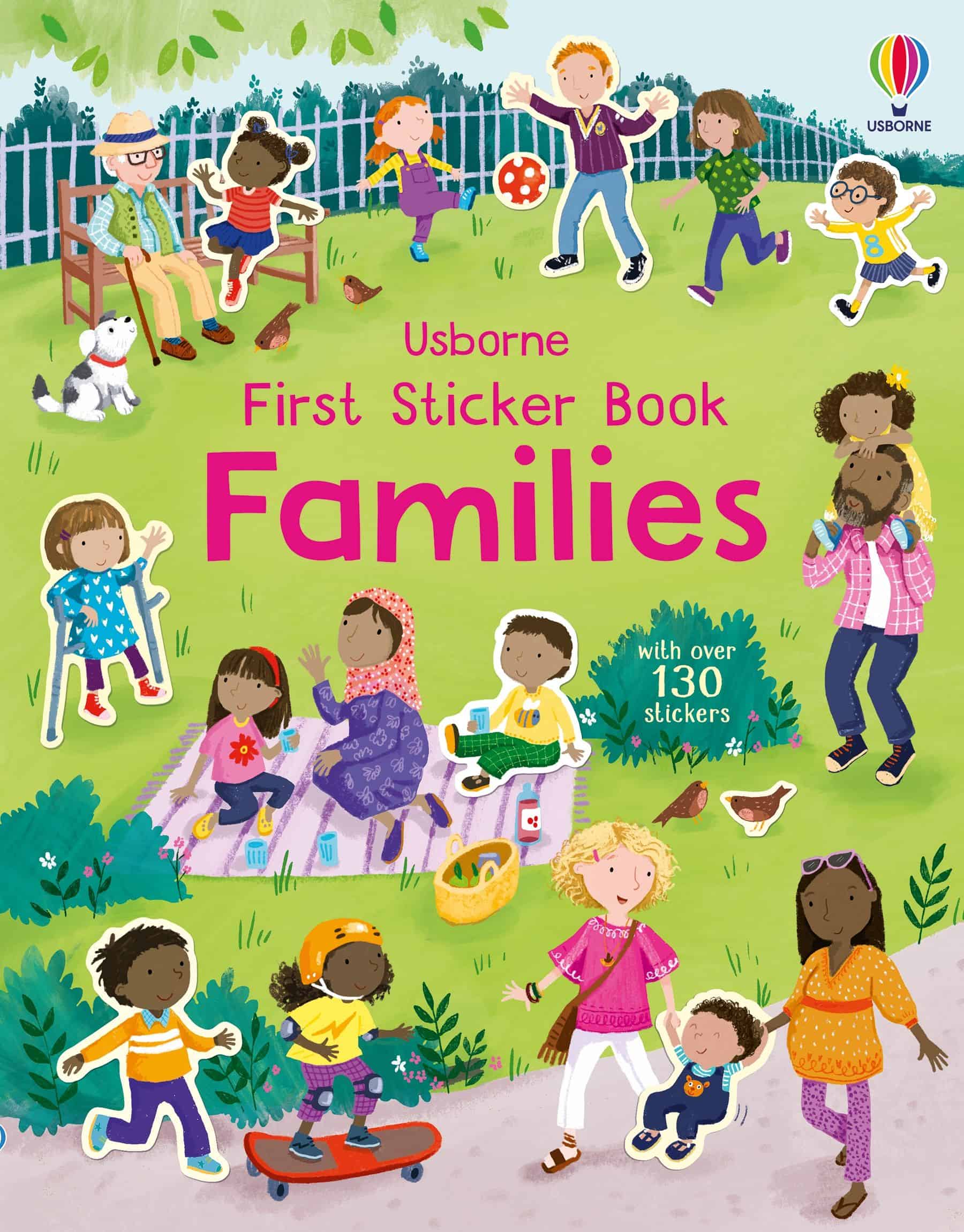 Carte pentru copii, Usborne, First Sticker Book Families, 3+ ani