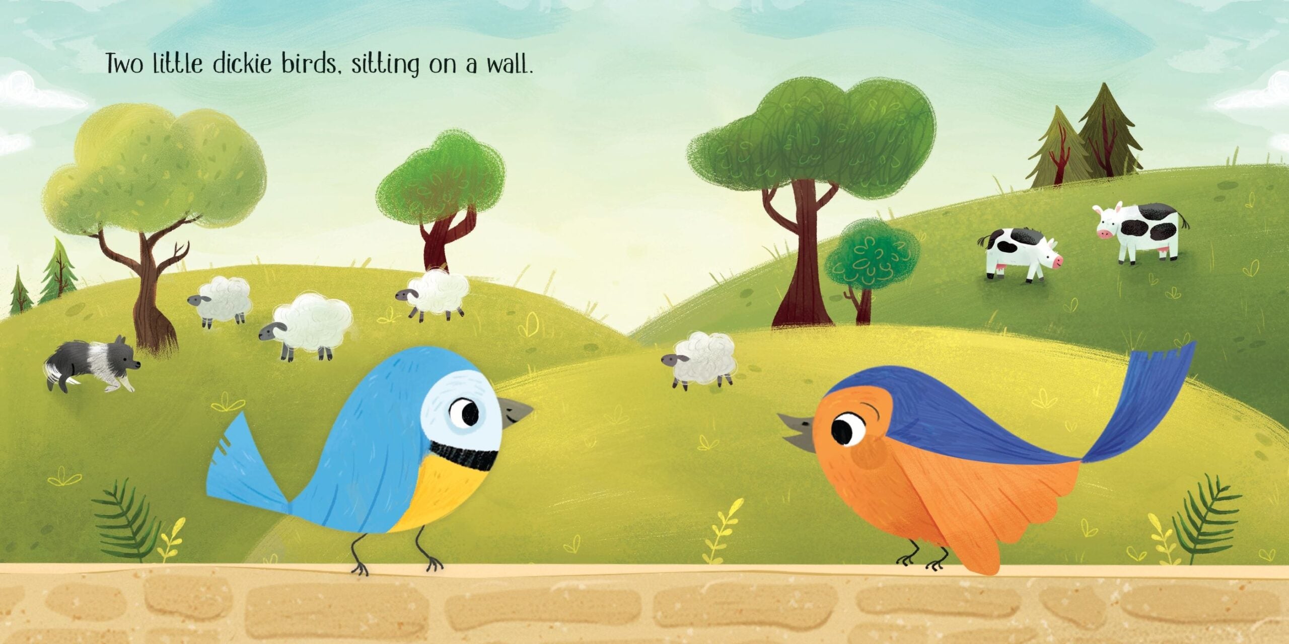 Carte Two Little Dickie Birds sitting on a wall, Usborne, + 18 luni