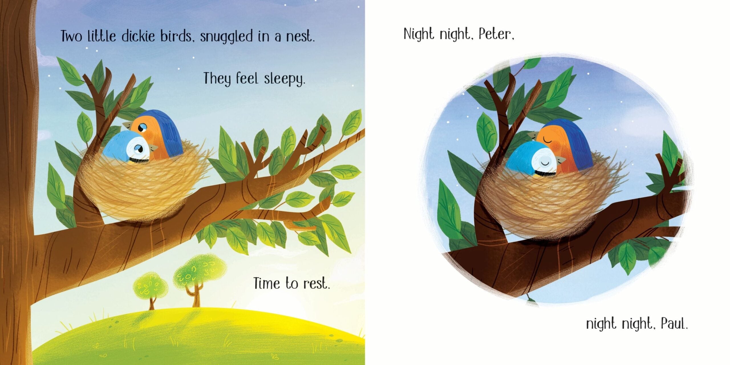 Carte Two Little Dickie Birds sitting on a wall, Usborne, + 18 luni