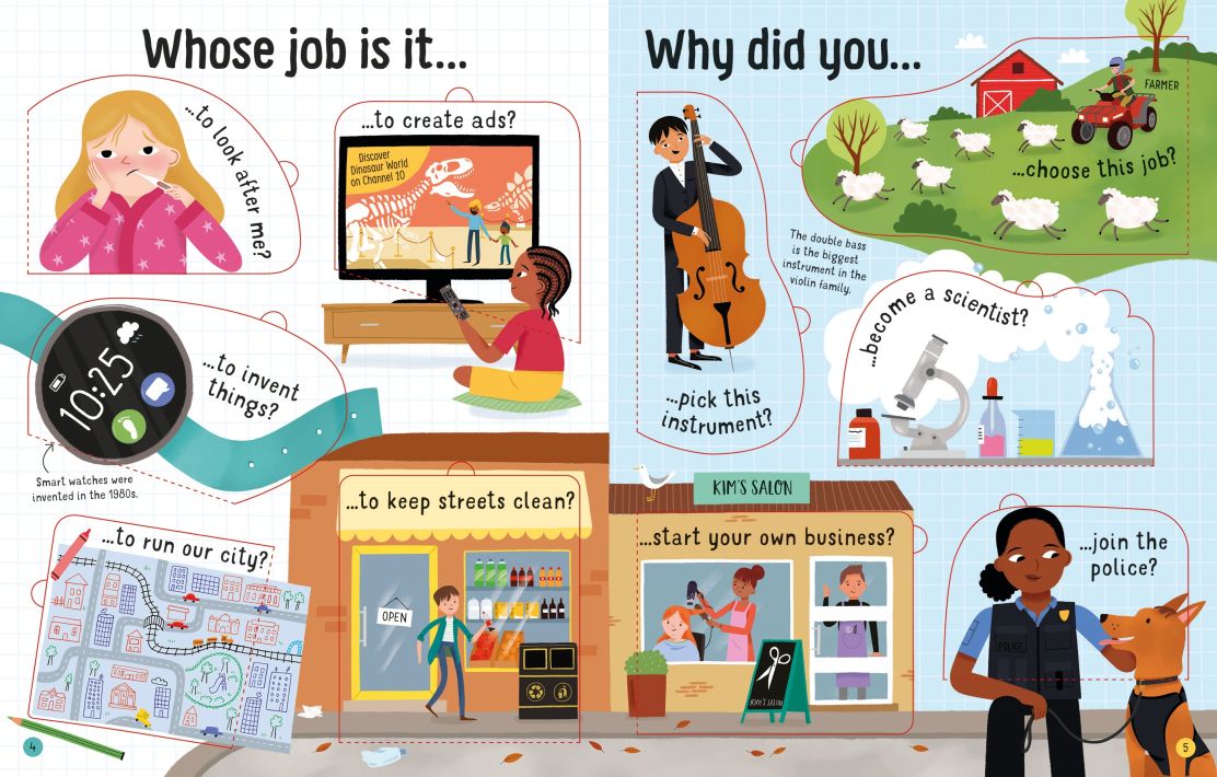 Carte pentru copii, Usborne, Lift-the-flap Questions and Answers about Jobs, 6+ ani