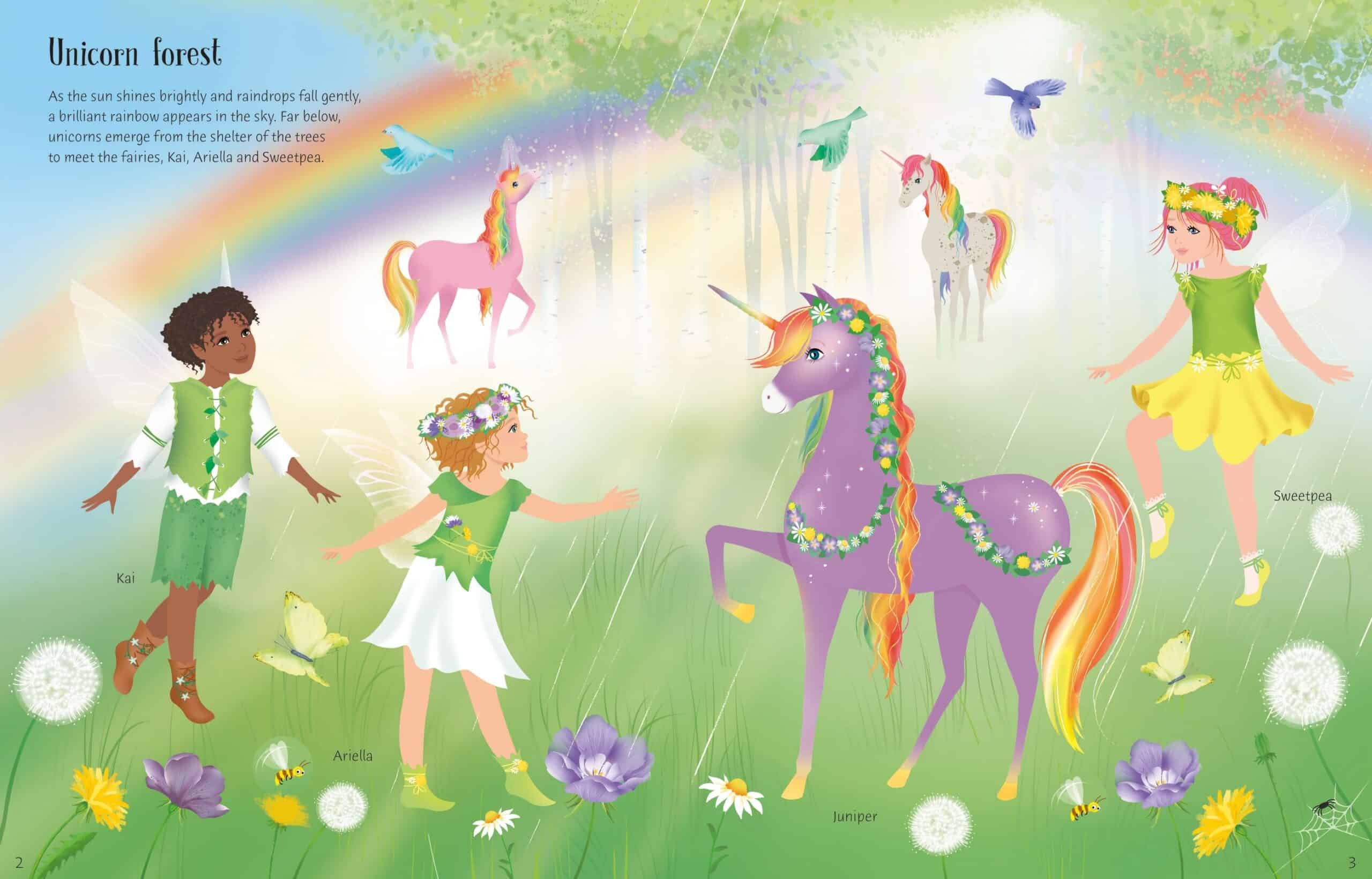 Carte cu stickere - Sticker Dolly Dressing Rainbow Unicorns