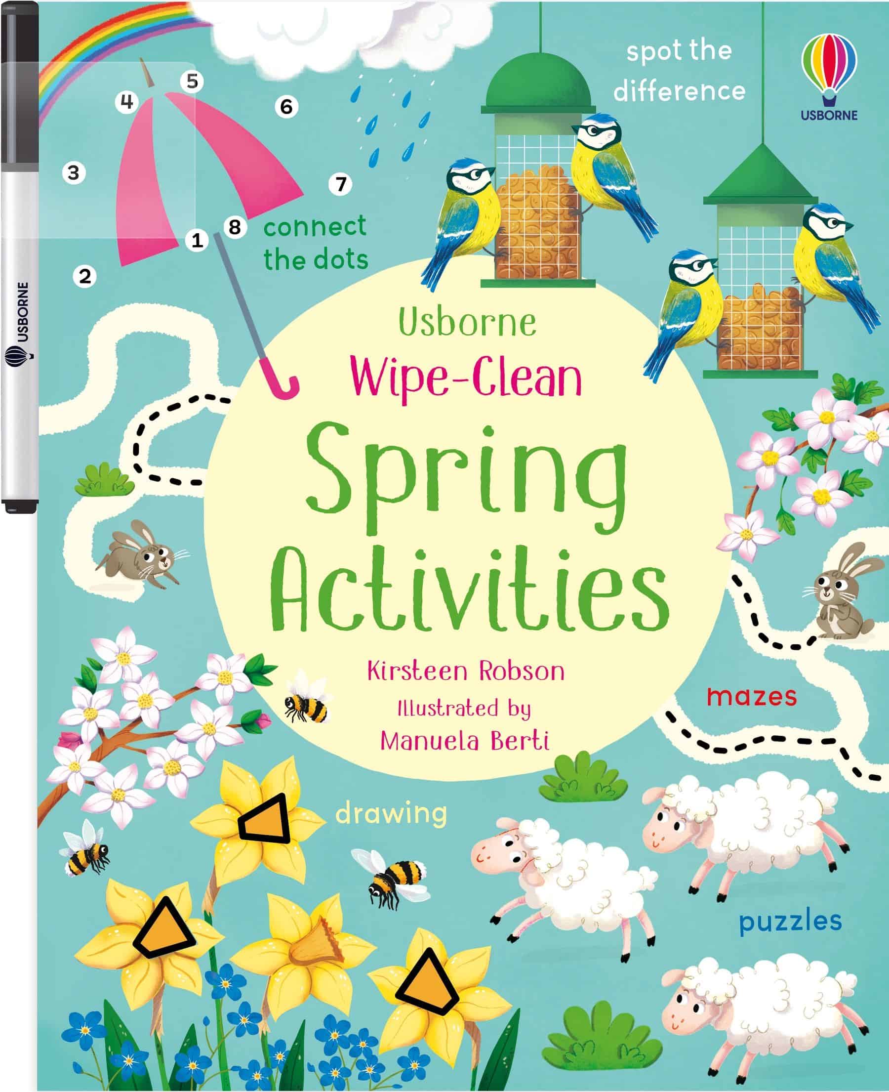 Carte pentru copii, Usborne, Wipe-Clean Spring Activities, 3+ ani