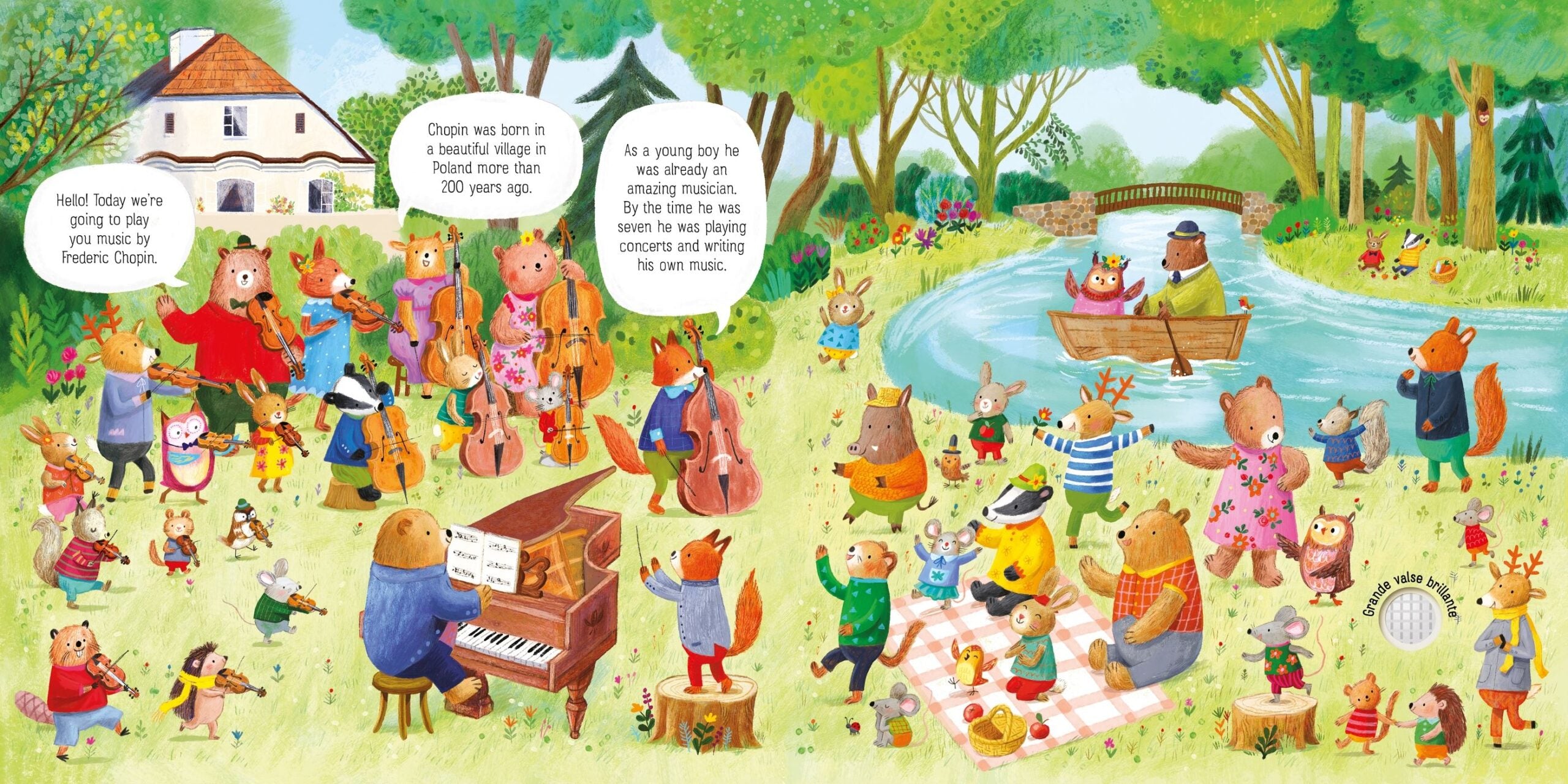 Carte cu muzicala - The Animal Orchestra Plays Chopin - Usborne, + 12 luni