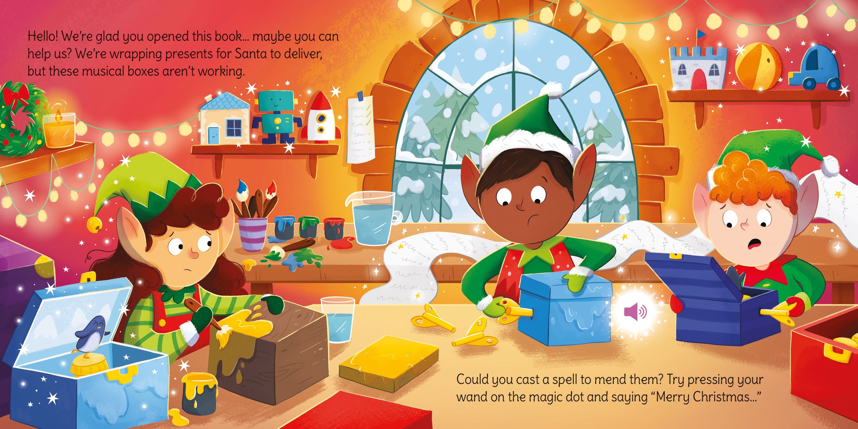 Carte cu bagheta, Wand Book: Christmas Magic, Usborne, + 3 ani
