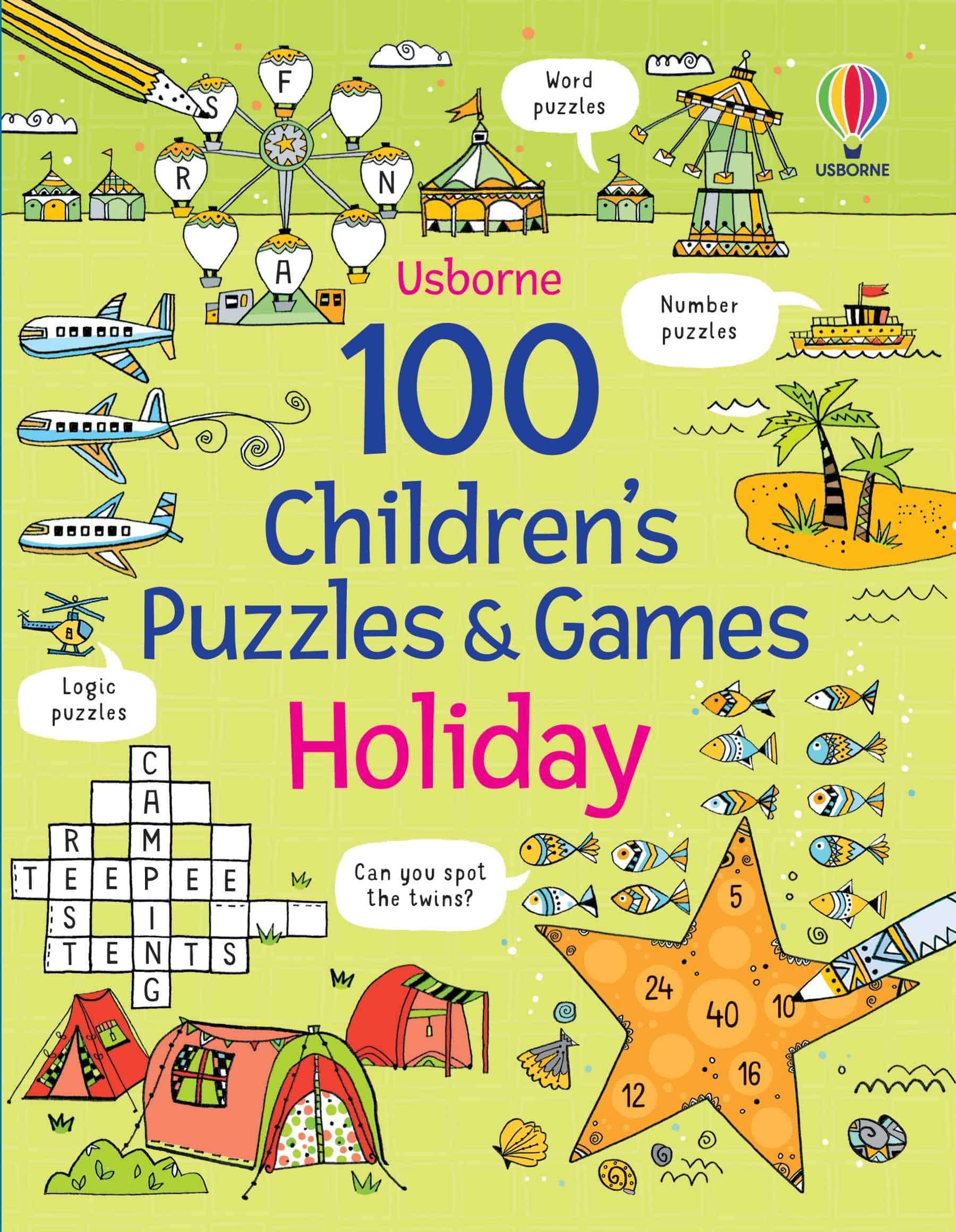 Carte pentru copii, Usborne, 100 Children's Puzzles and Games: Holiday, 7+ ani