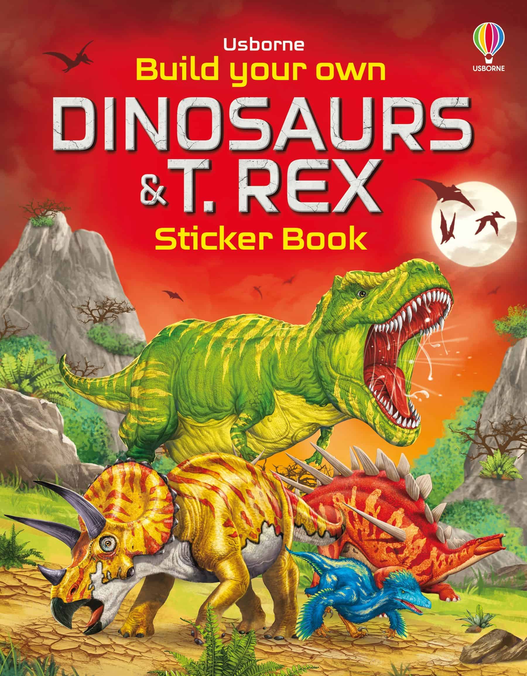 Carte pentru copii, Usborne, Build Your Own Dinosaurs and T. Rex Sticker Book, 5+ ani