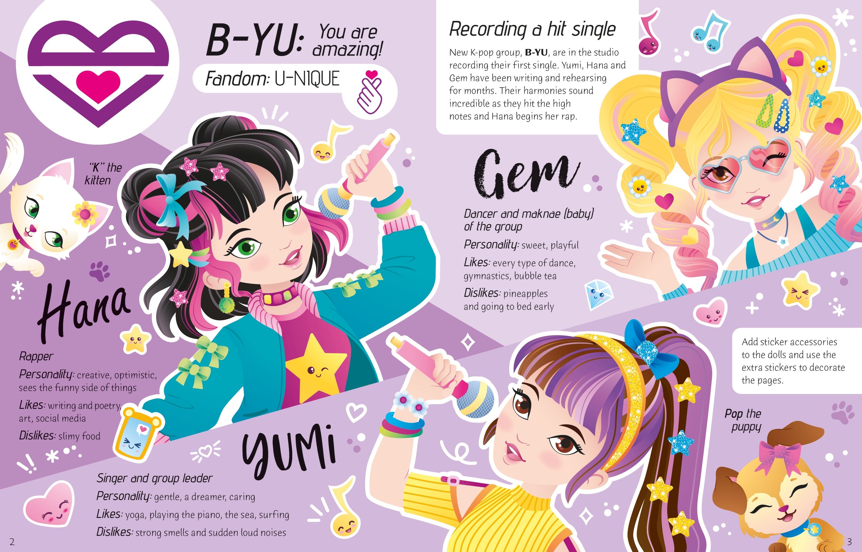 Carte cu stickere - Sticker Dolly Dressing K-POP, Usborne