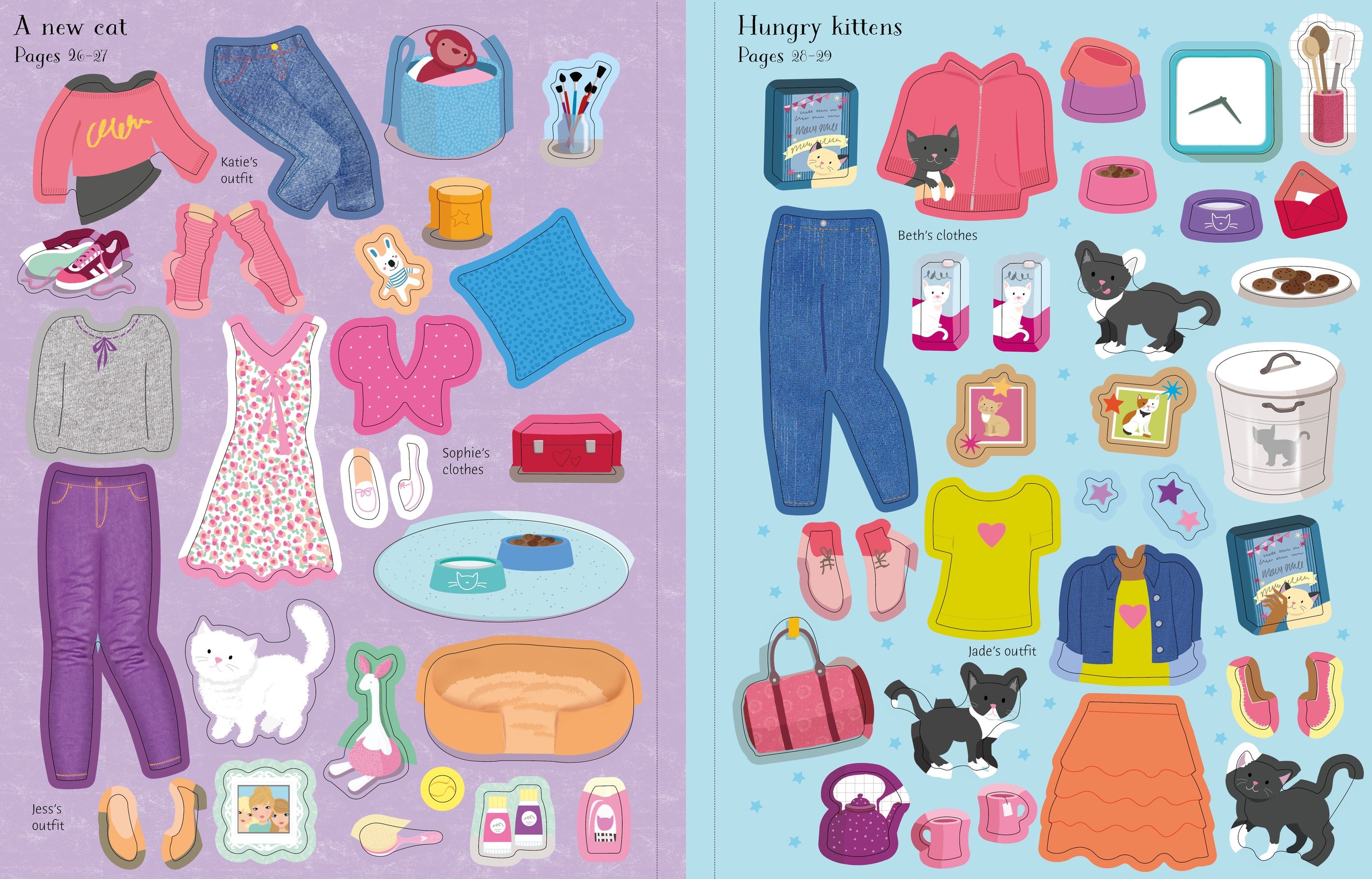 Carte cu stickere - Sticker Dolly Dressing Cats and Kittens, Usborne