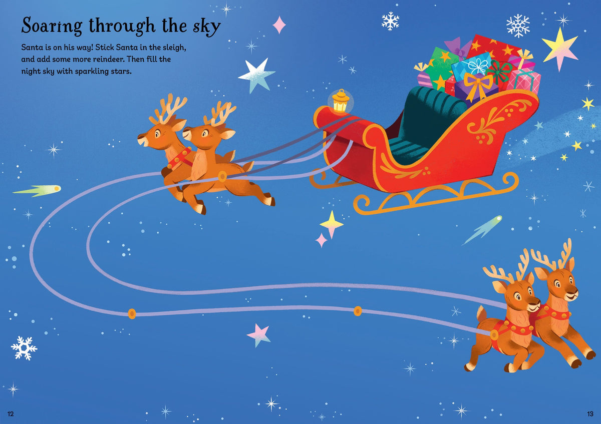 Carte cu stickere Sparkly Santa Sticker Book, Usborne, + 3 ani