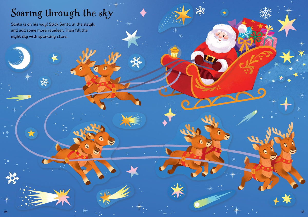 Carte cu stickere Sparkly Santa Sticker Book, Usborne, + 3 ani