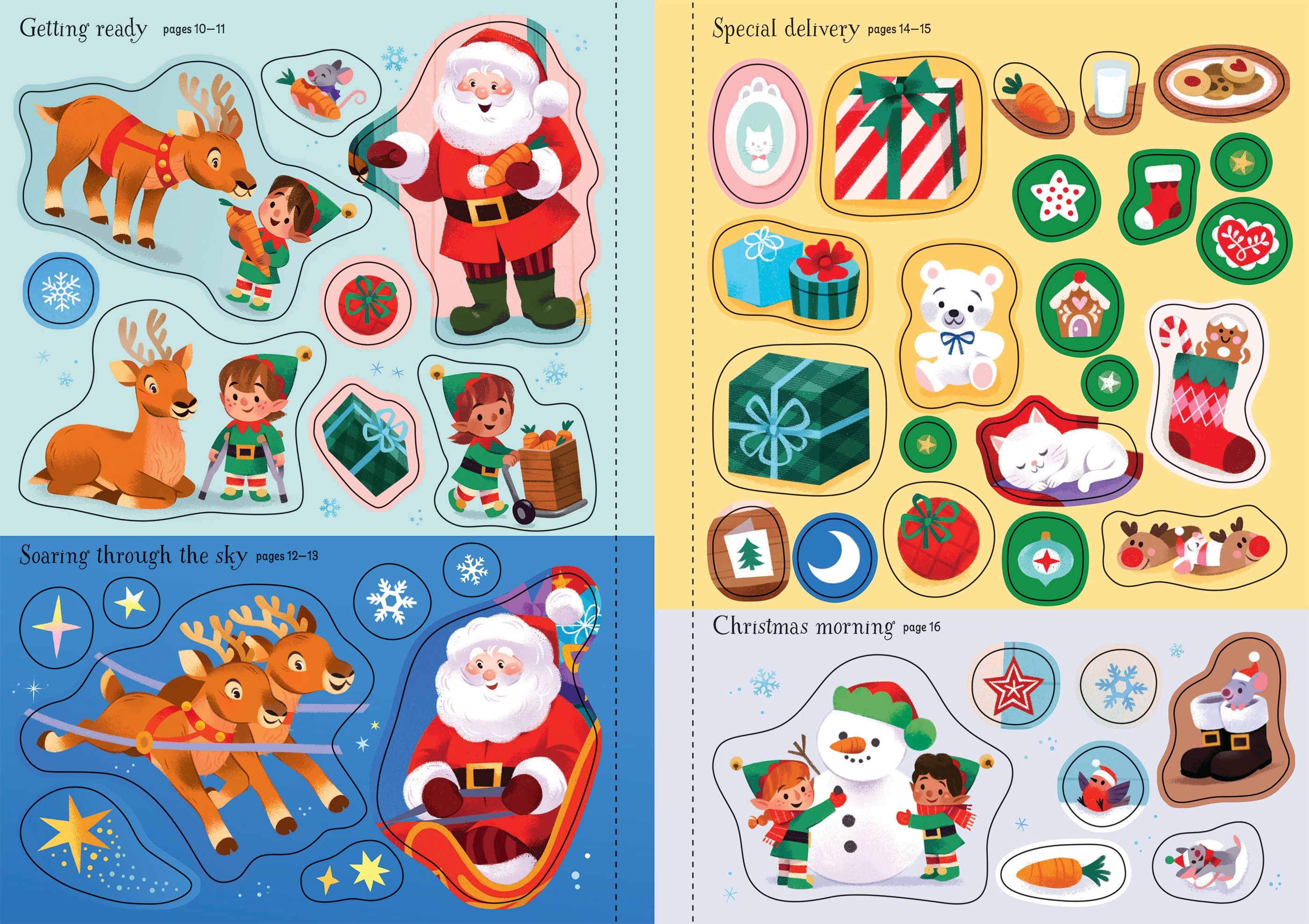 Carte cu stickere Sparkly Santa Sticker Book, Usborne, + 3 ani