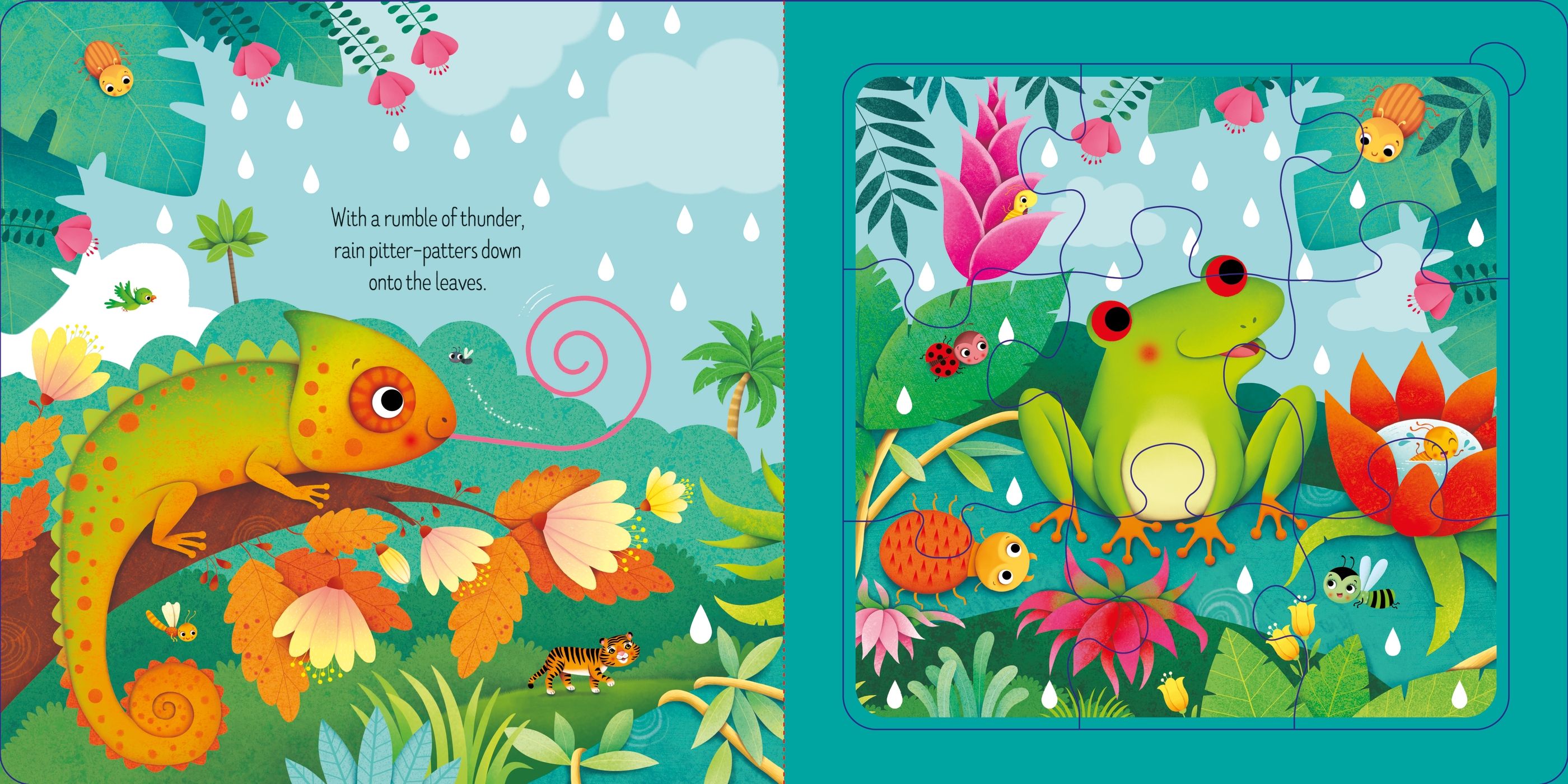 Carte cu puzzle, Jungle story jigsaw book, Usborne + 1 an
