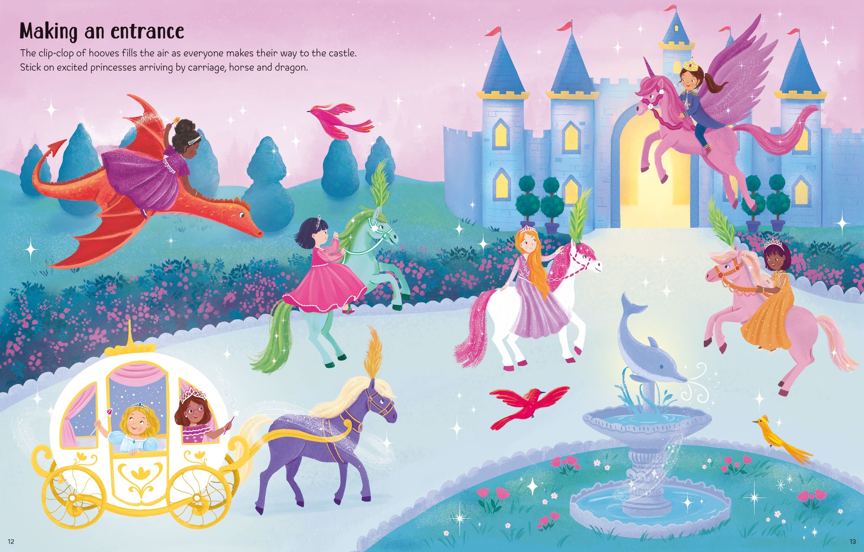 Carte cu stickere, First sticker book sparkly princesses, Usborne + 1 an