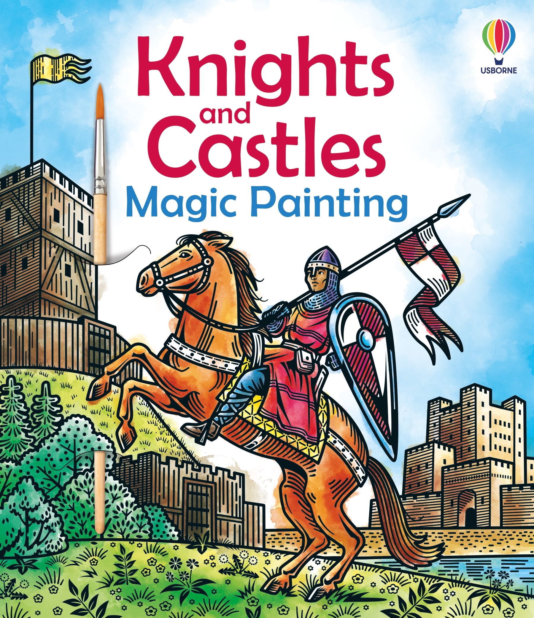 Carte de pictat magică, Knights and castles magic painting, Usborne + 1 an