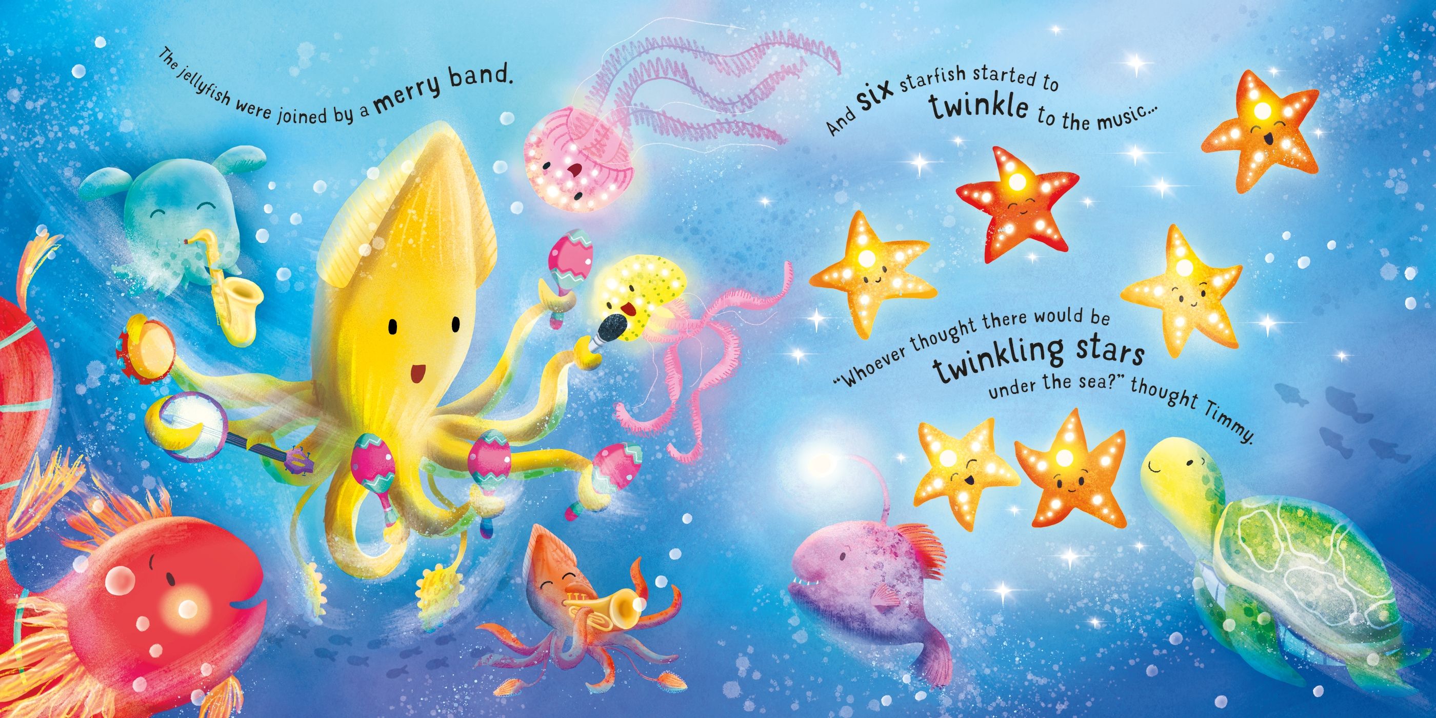 Carte cu sunete și lumini, Twinkly twinkly under the sea, Usborne + 6 luni