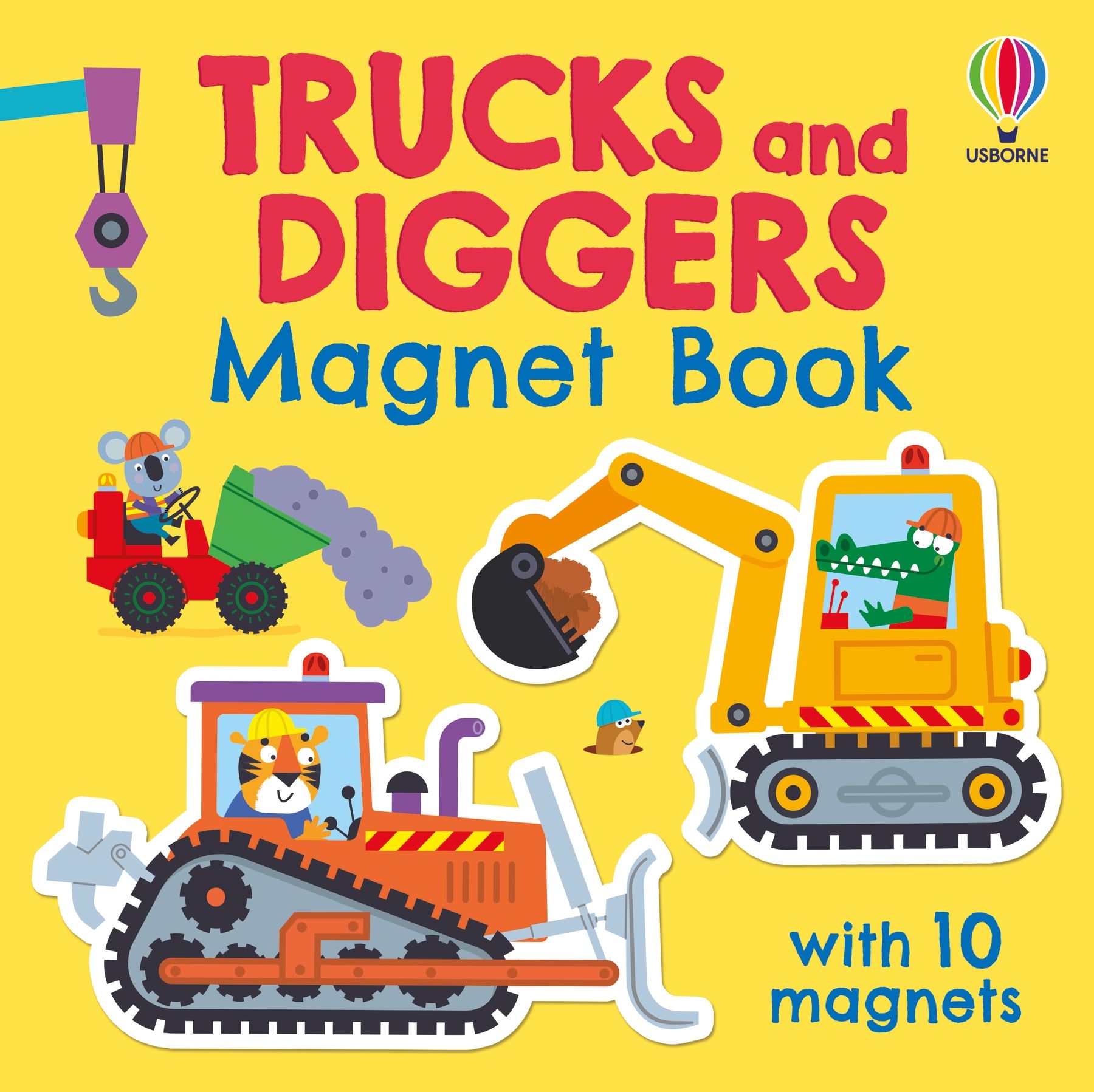 Carte cu activități, Trucks and diggers magnet book, Usborne + 1 an