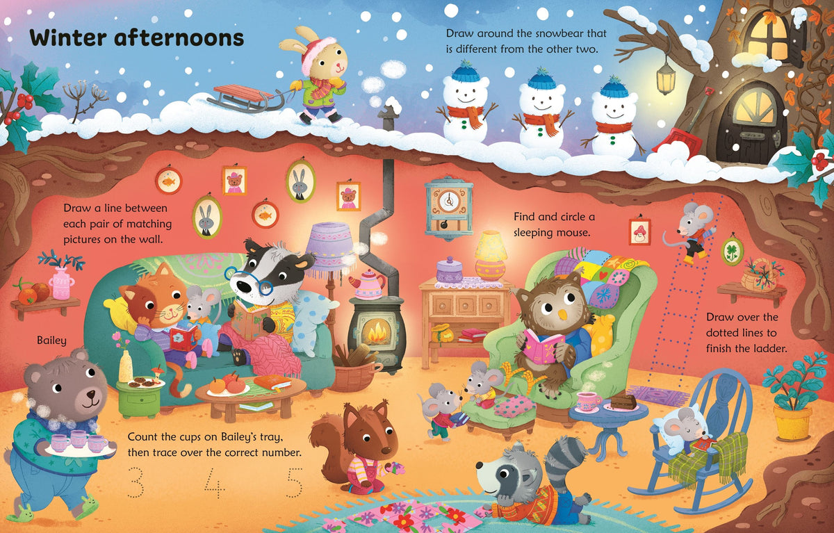Carte scrie și șterge, Wipe-clean cosy activities, Usborne + 2 ani