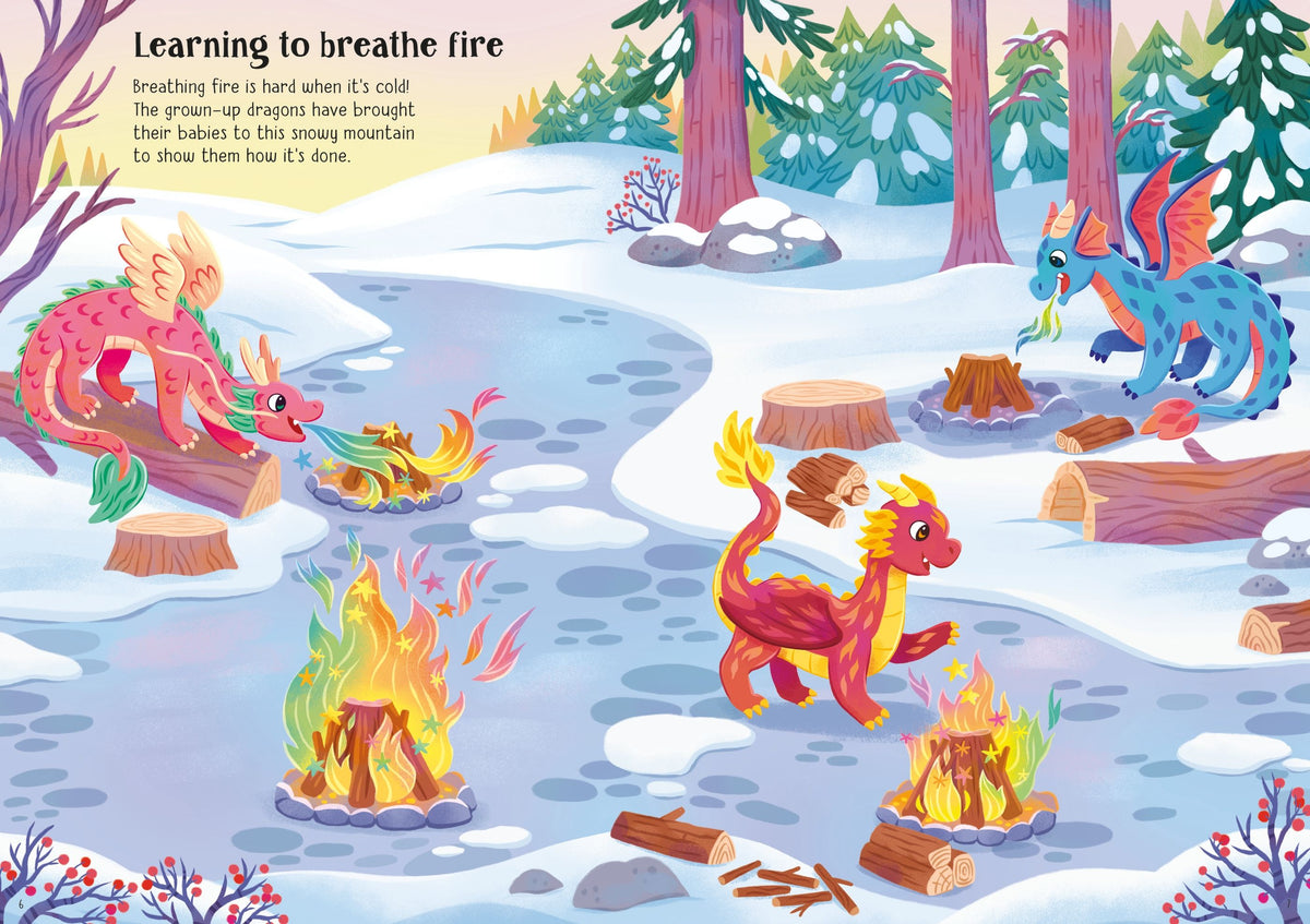 Carte cu stickere sclipitoare, Sparkly dragons sticker book, Usborne + 1 an