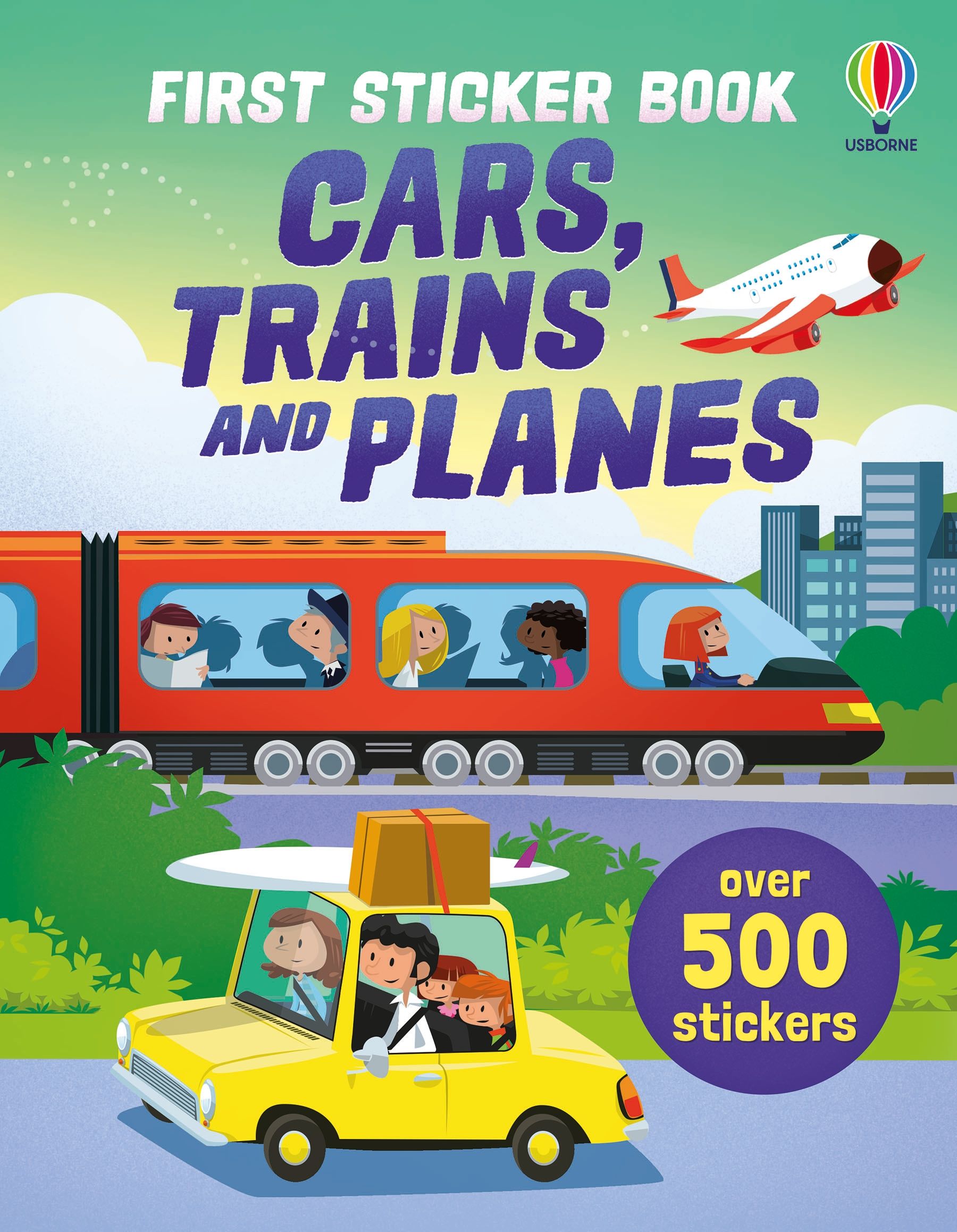 Carte cu stickere, First sticker book cars, trains and planes, Usborne + 1 an