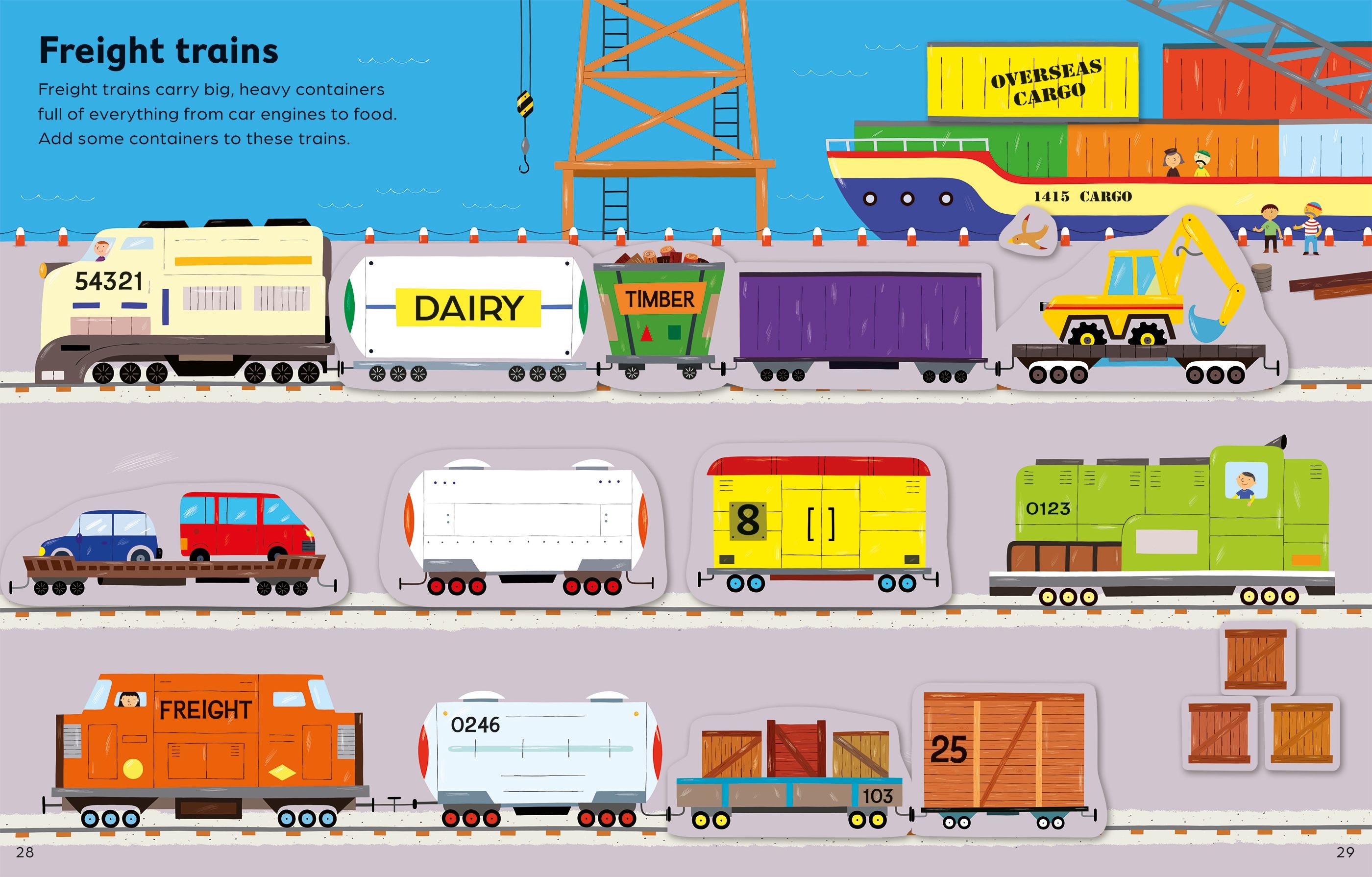 Carte cu stickere, First sticker book cars, trains and planes, Usborne + 1 an