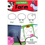 Tableta LCD pentru scris si colorat & 20 de carduri ilustrate - Farm animals