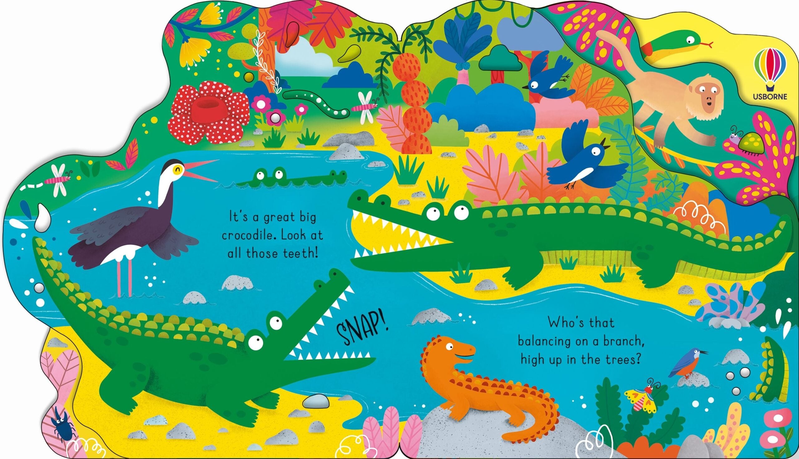 Carte cu clapete - Cine este in jungla astazi?, Usborne, + 3 ani