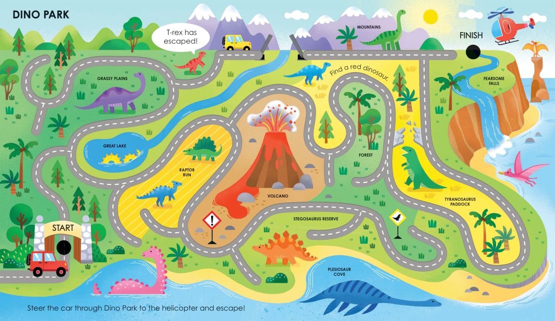 Carte pentru copii, Usborne, Fingertrail Dinosaur Mazes, 1+ ani