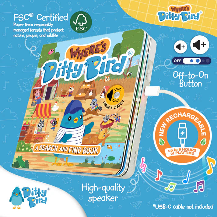 Carte muzicală Where’s Ditty Bird?, Ditty Bird, +6 luni