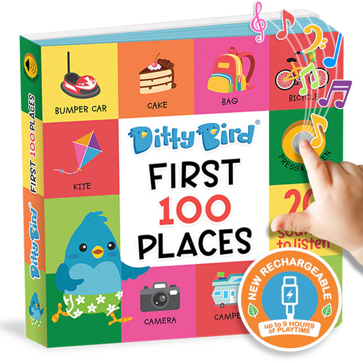 Carte cu sunete First 100 Places, Ditty Bird, +6 luni