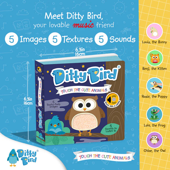 Carte muzicală Cute Animals, Ditty Bird, +6 luni