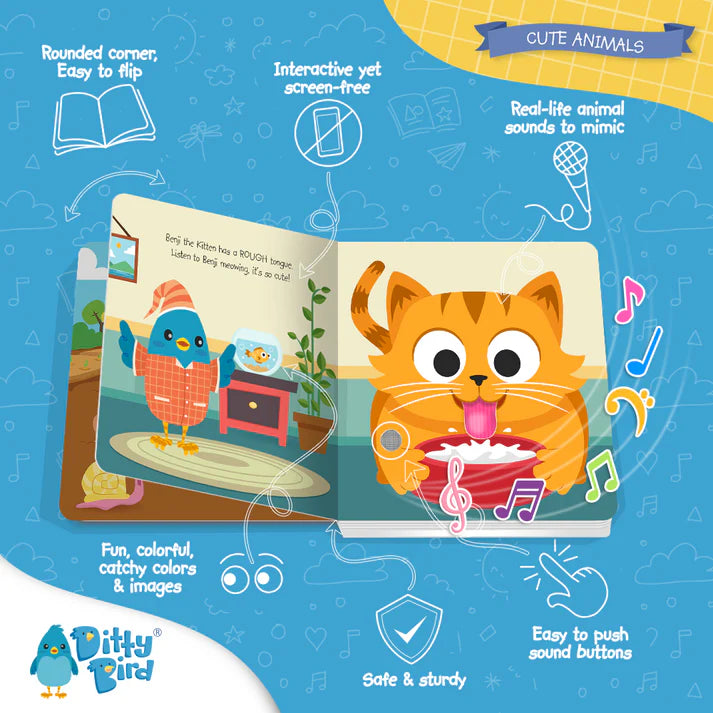 Carte muzicală Cute Animals, Ditty Bird, +6 luni
