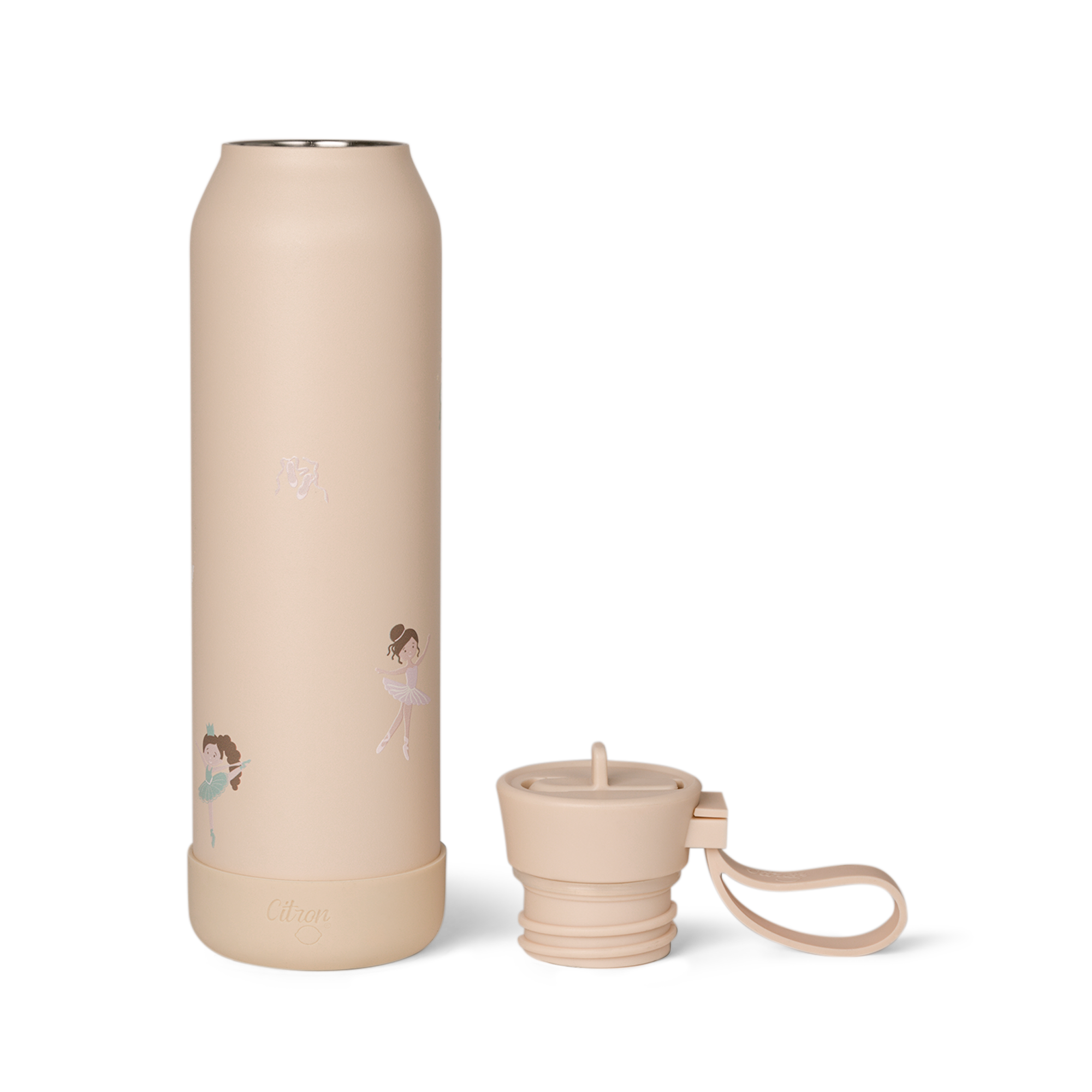 Set Citron Balerină Duo: Caserolă Prânz Mare cu 4 Compartimente + Termos Inox și Sticlă Termos 350ml