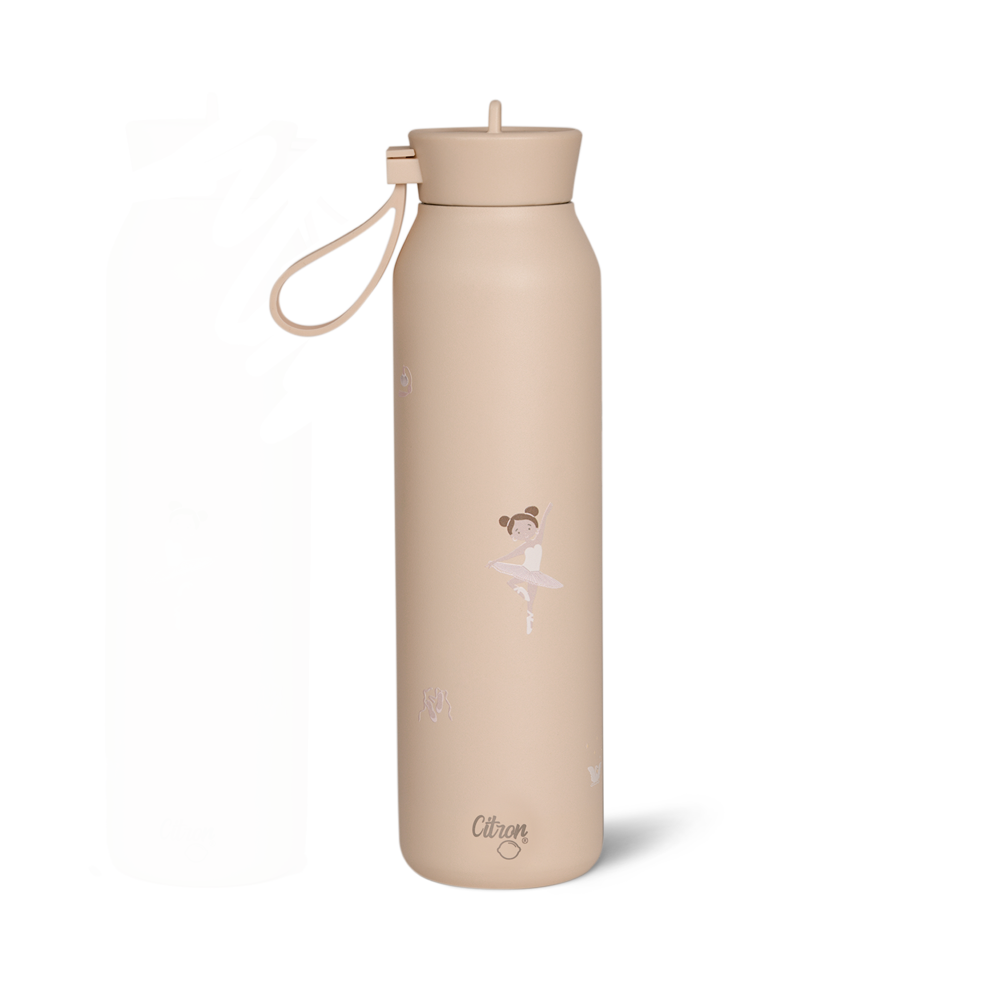 Set Citron Balerină: Caserolă Prânz Mare cu 4 Compartimente + Termos Inox, Sticlă Termos 350ml și Set Tacâmuri cu Etui Silicon