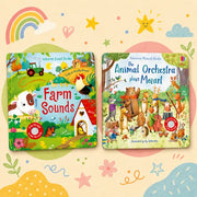 Set carti sonore Usborne pentru cei mici: The Animal Orchestra Plays Mozart + Farm Sounds