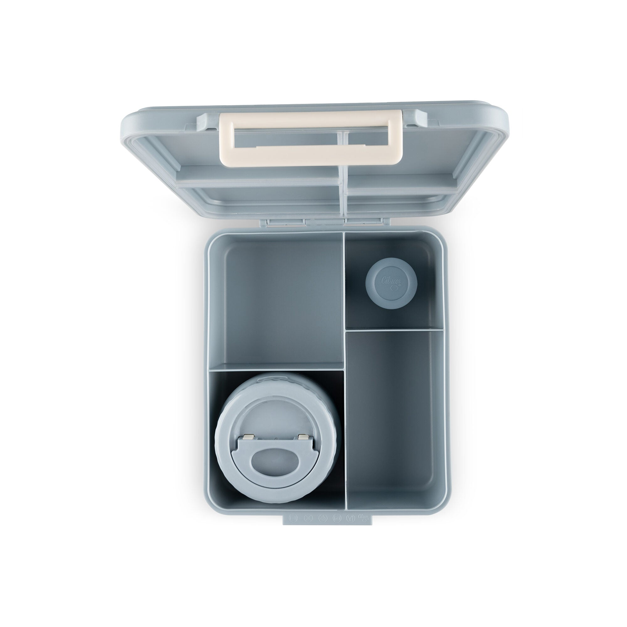 Caserolă prânz Mare cu 4 compartimente + 1 borcan termoizolant design Navă spațială